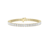 10CTW Emerald Shaped Lab Grown Diamond (F/VS) East West Line Bracelet in 14K Gold