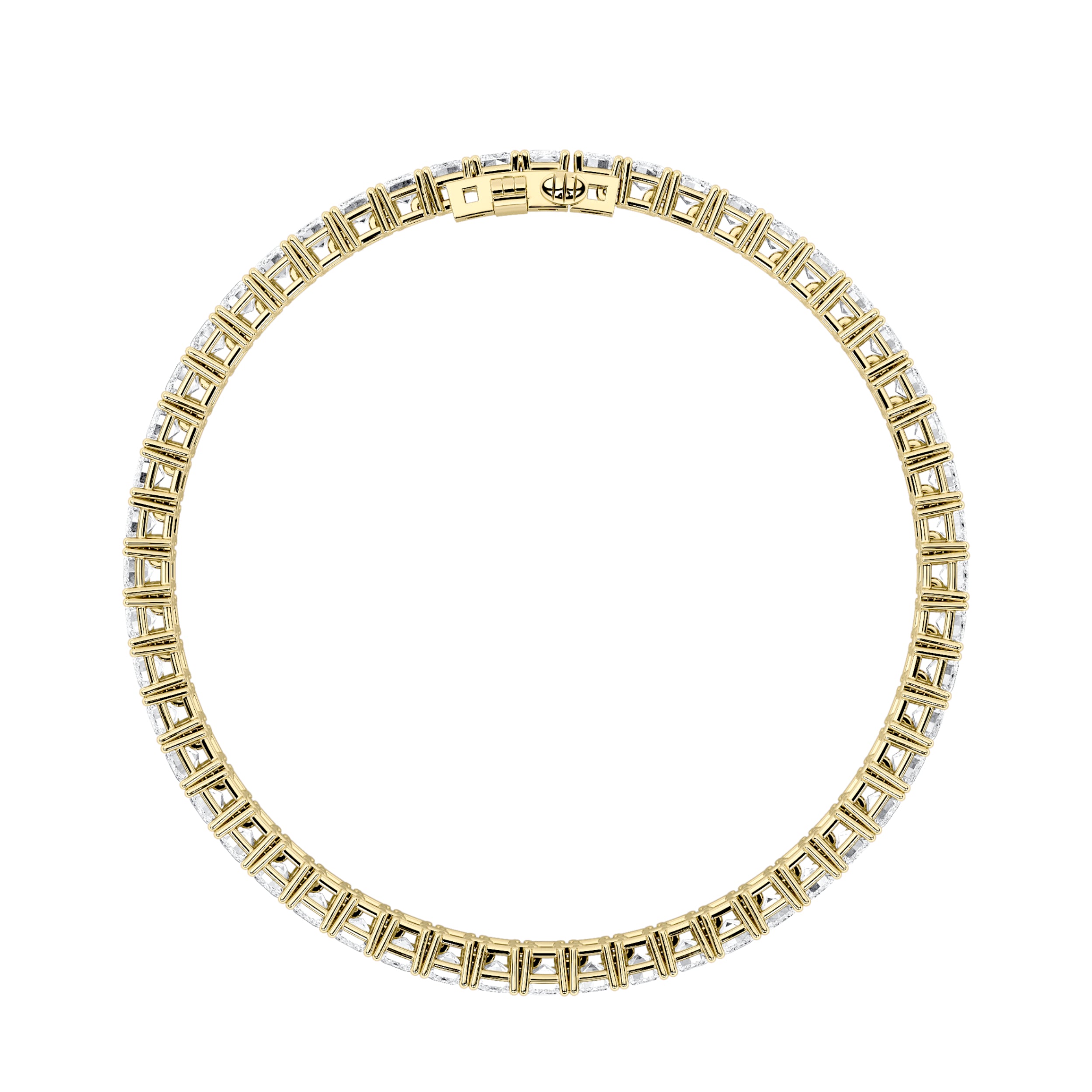 10CTW Emerald Shaped Lab Grown Diamond (F/VS) East West Line Bracelet in 14K Gold