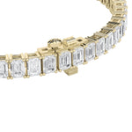10CTW Emerald Shaped Lab Grown Diamond (F/VS) East West Line Bracelet in 14K Gold