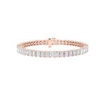 12.5CTW Emerald Shaped Lab Grown Diamond (F/VS) East West Line Bracelet in 14K Gold