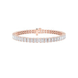 12.5CTW Emerald Shaped Lab Grown Diamond (F/VS) East West Line Bracelet in 14K Gold