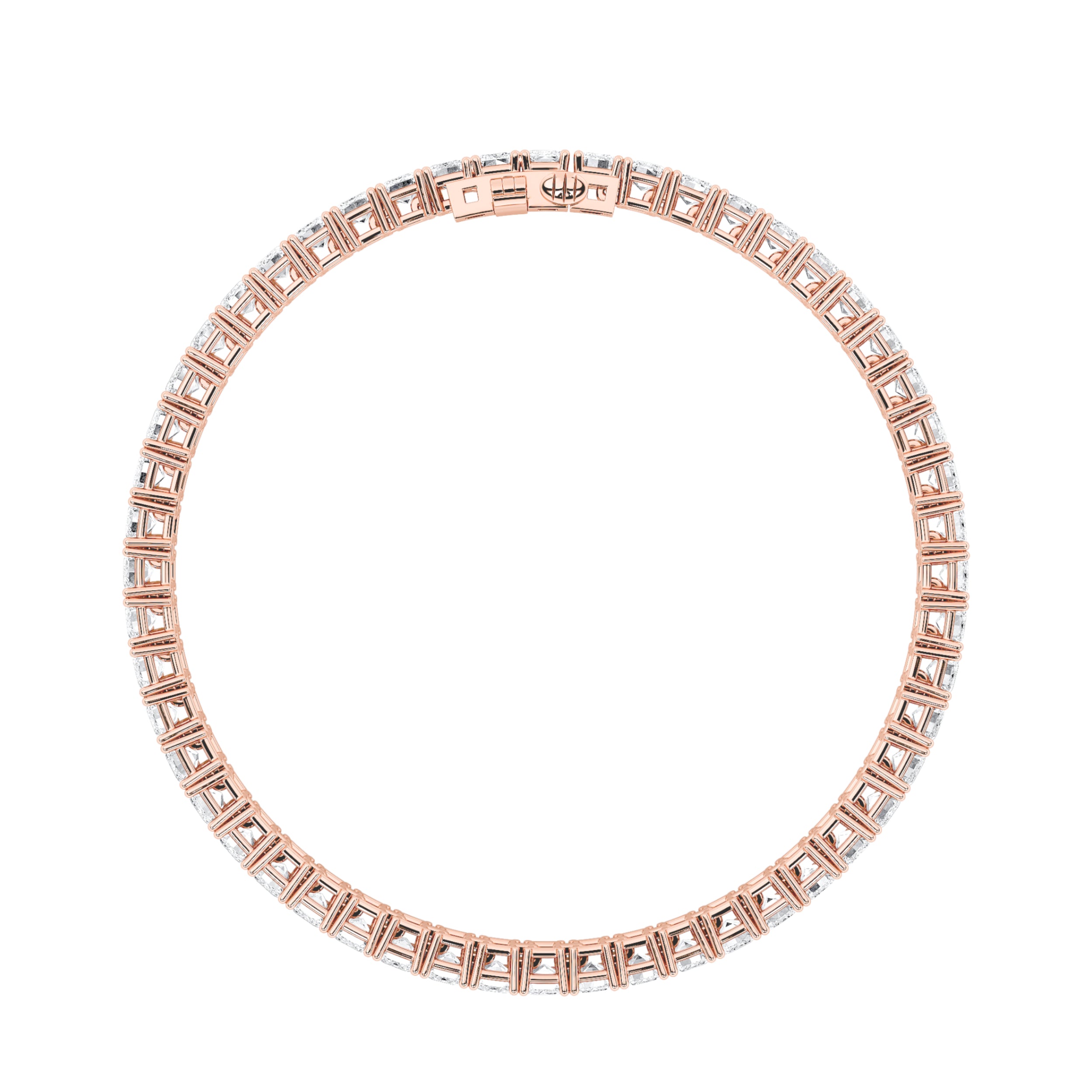 12.5CTW Emerald Shaped Lab Grown Diamond (F/VS) East West Line Bracelet in 14K Gold