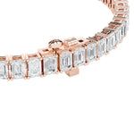 12.5CTW Emerald Shaped Lab Grown Diamond (F/VS) East West Line Bracelet in 14K Gold