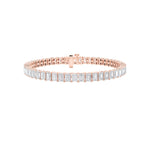 15CTW Emerald Shaped Lab Grown Diamond (F/VS) East West Line Bracelet in 14K Gold