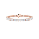 15CTW Emerald Shaped Lab Grown Diamond (F/VS) East West Line Bracelet in 14K Gold