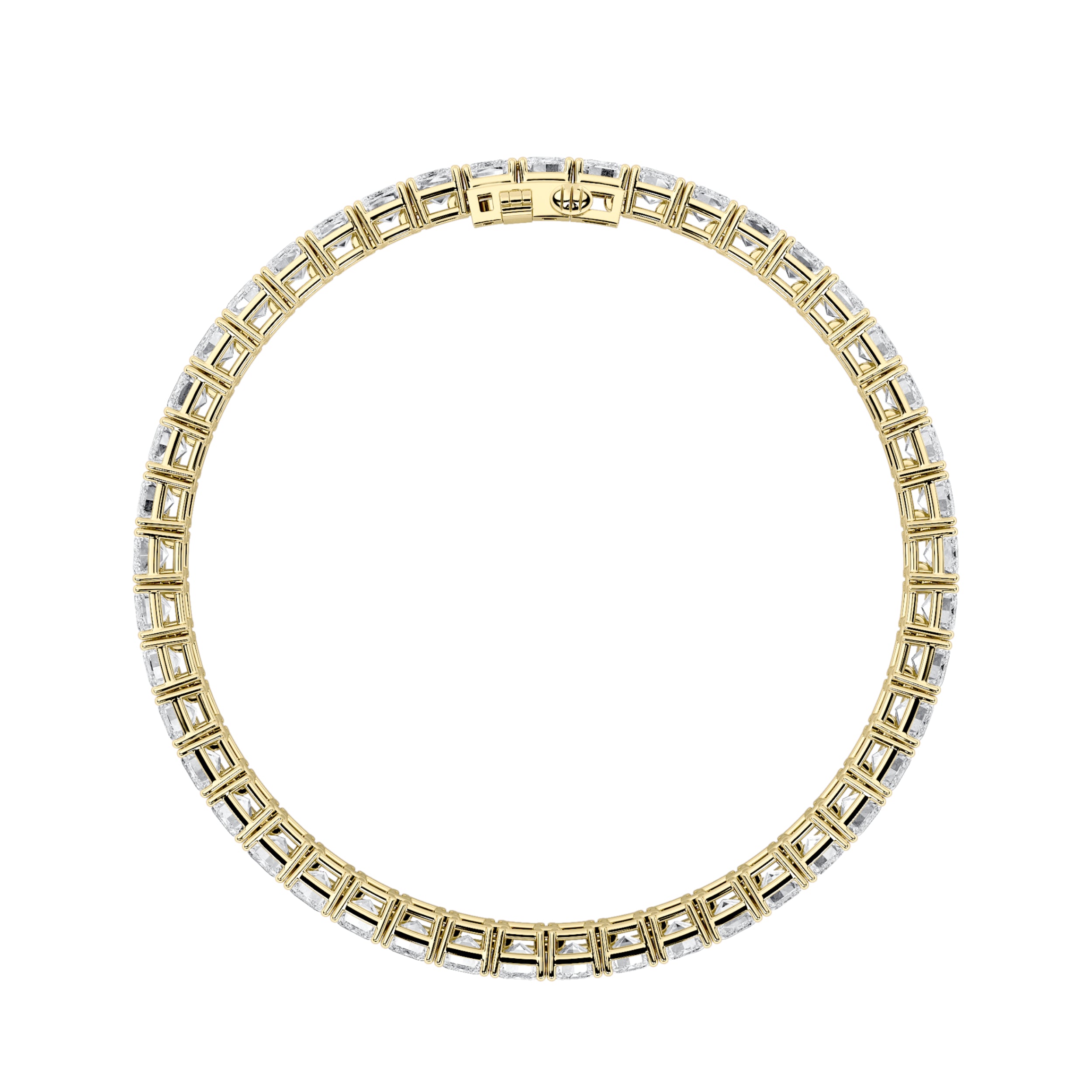 18.5CTW Emerald Shaped Lab Grown Diamond (F/VS) East West Line Bracelet in 14K Gold