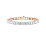 18.5CTW Emerald Shaped Lab Grown Diamond (F/VS) East West Line Bracelet in 14K Gold