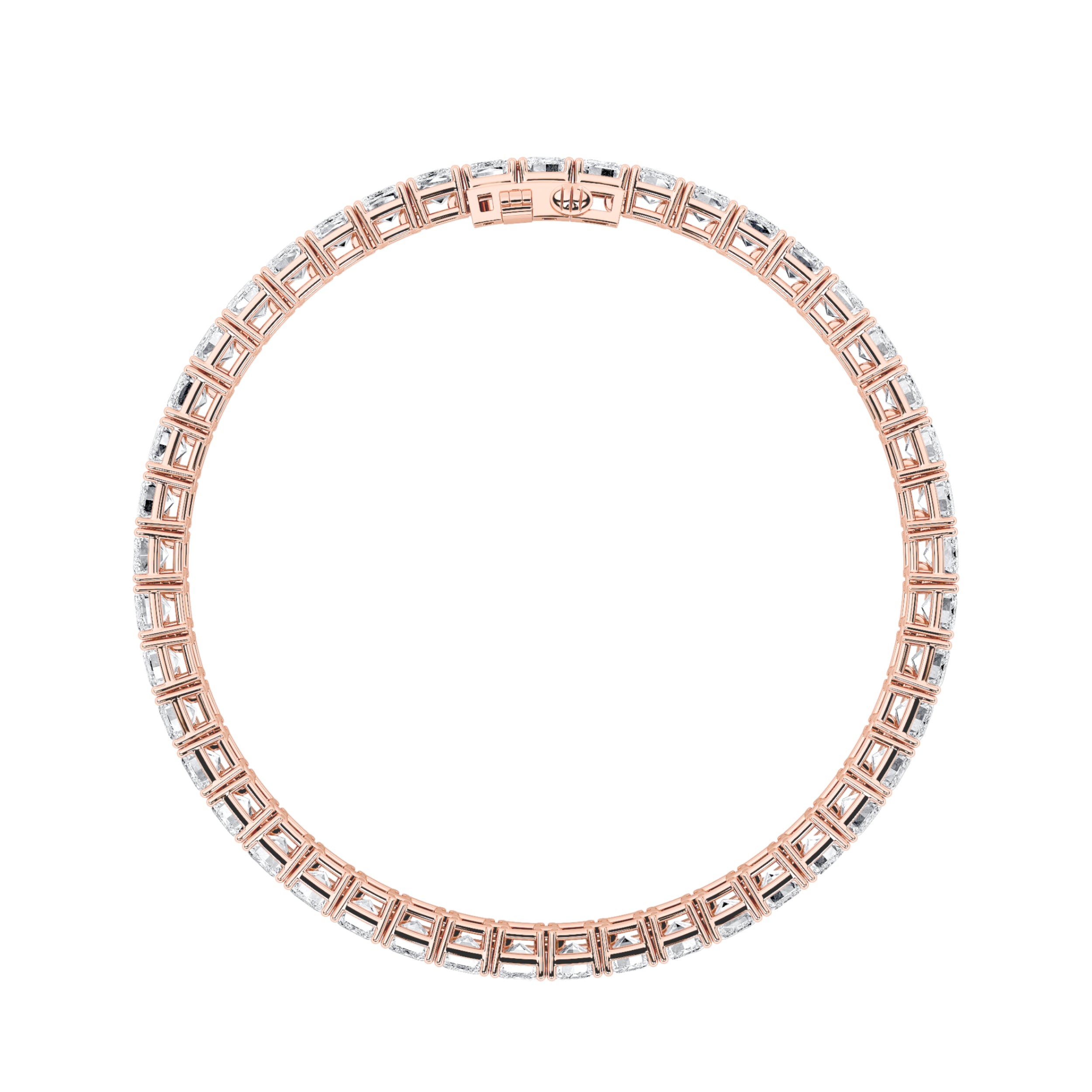 18.5CTW Emerald Shaped Lab Grown Diamond (F/VS) East West Line Bracelet in 14K Gold
