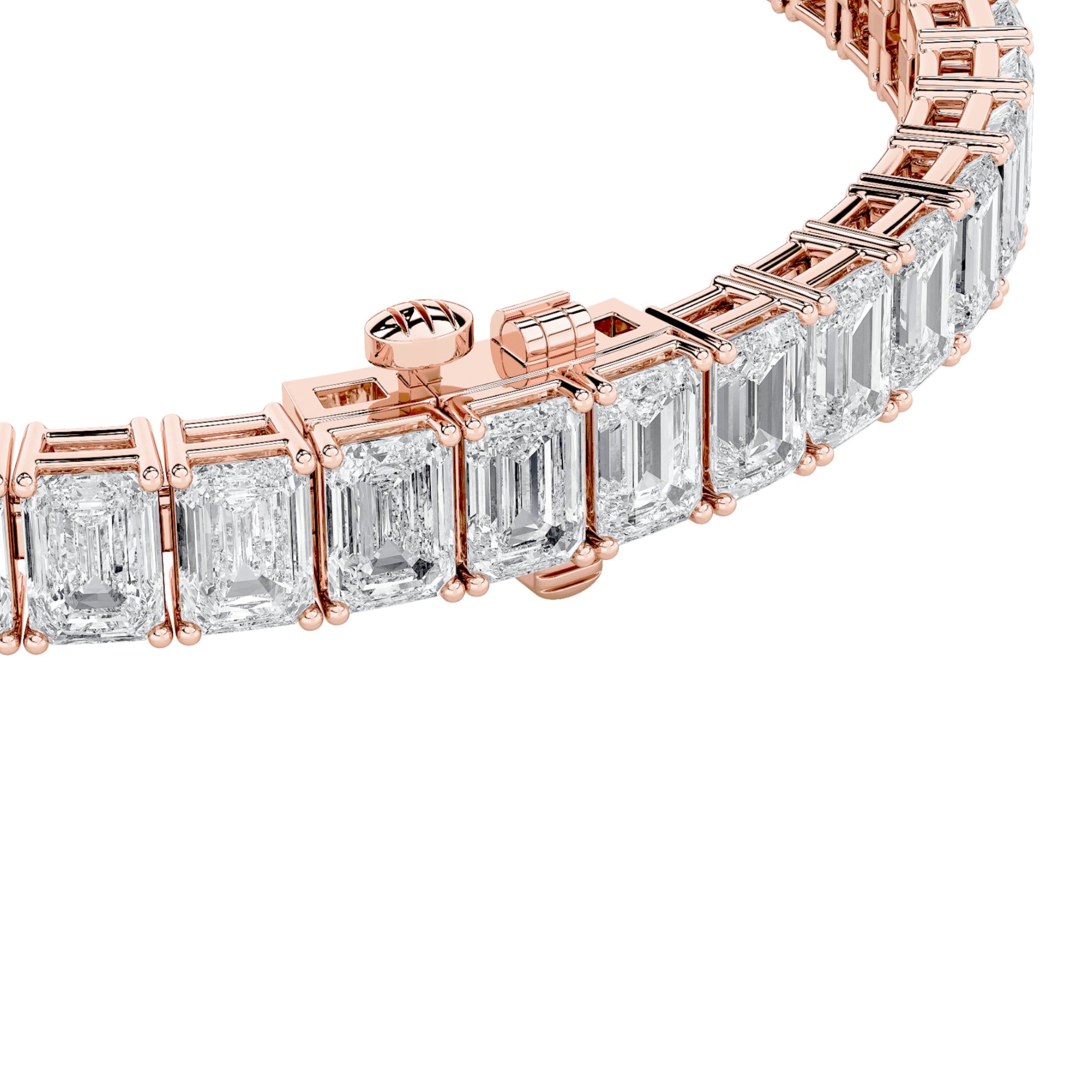 18.5CTW Emerald Shaped Lab Grown Diamond (F/VS) East West Line Bracelet in 14K Gold