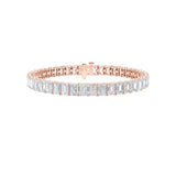 21.5CTW Emerald Shaped Lab Grown Diamond (G/VS) East West Line Bracelet in 14K Gold