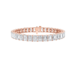 21.5CTW Emerald Shaped Lab Grown Diamond (G/VS) East West Line Bracelet in 14K Gold