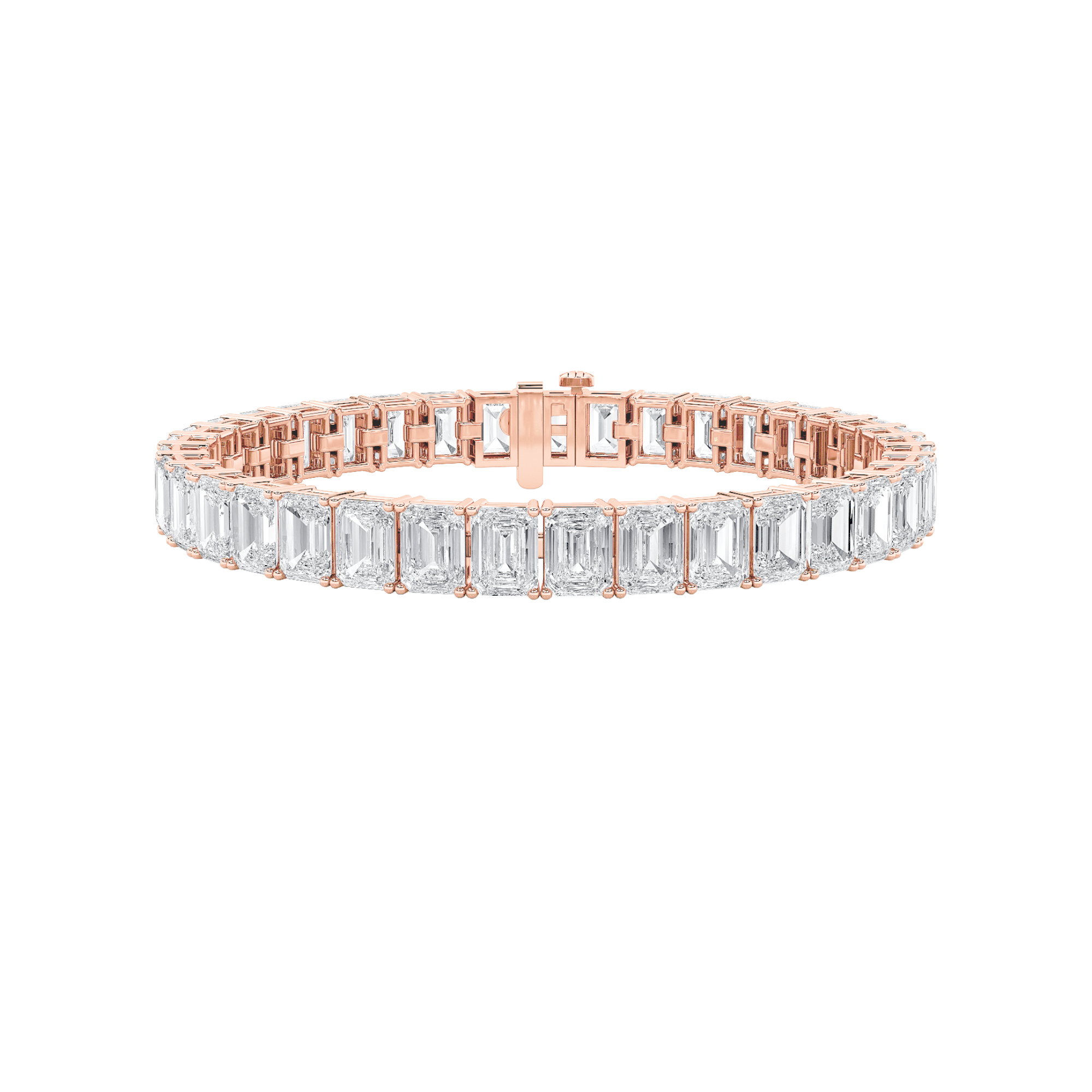 21.5CTW Emerald Shaped Lab Grown Diamond (G/VS) East West Line Bracelet in 14K Gold