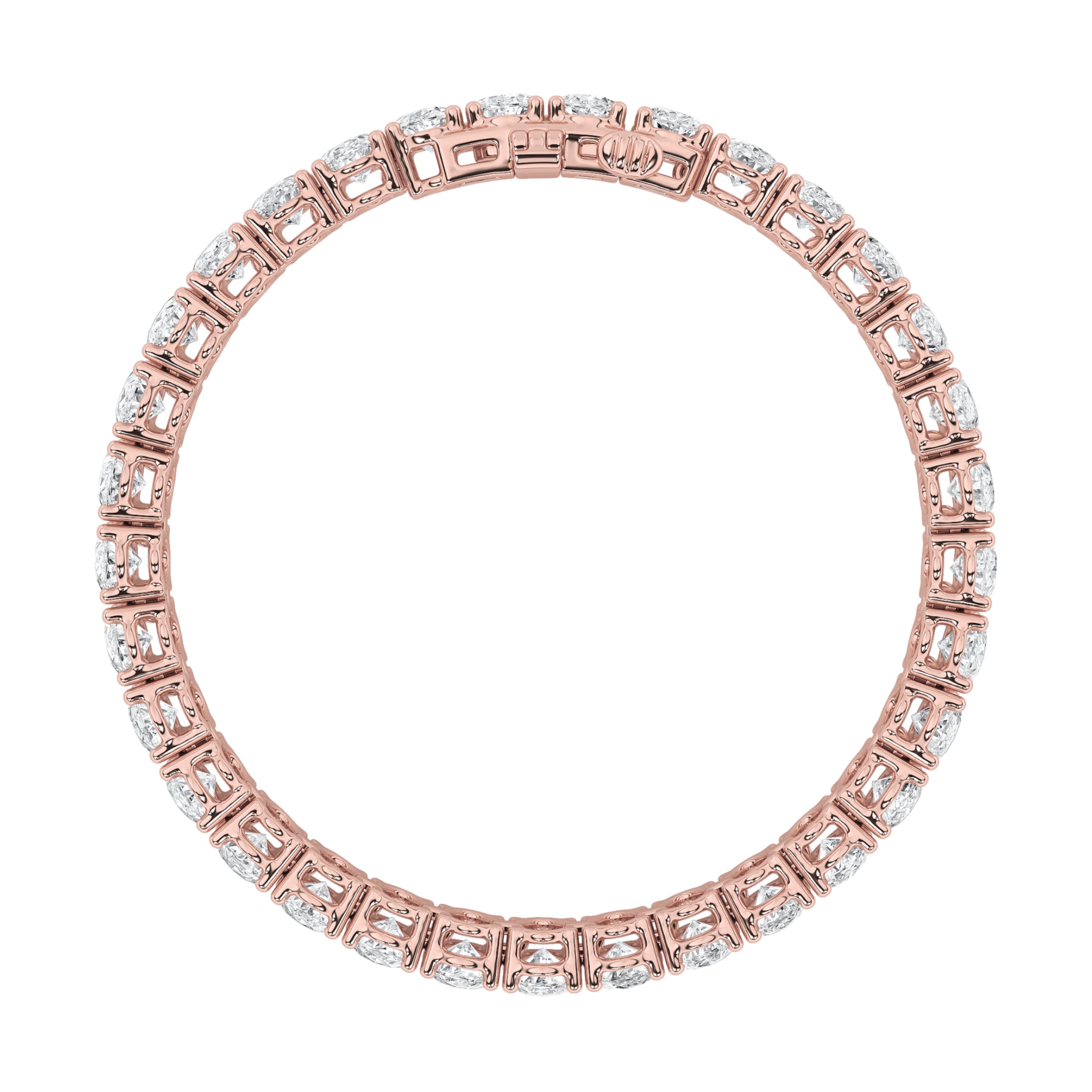 10CTW Oval Shaped Lab Grown Diamond (G/VS) East West Line Bracelet in 14K Gold