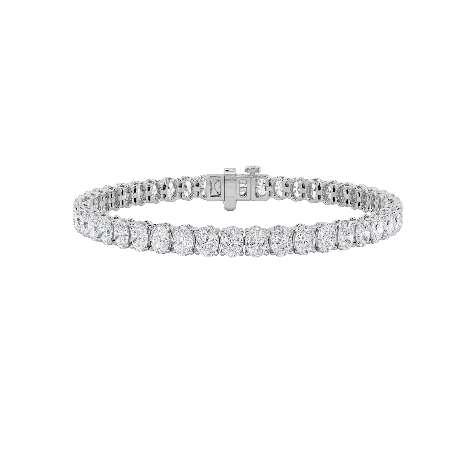 12.5CTW Oval Shaped Lab Grown Diamond (F/VS) East West Line Bracelet in 14K Gold