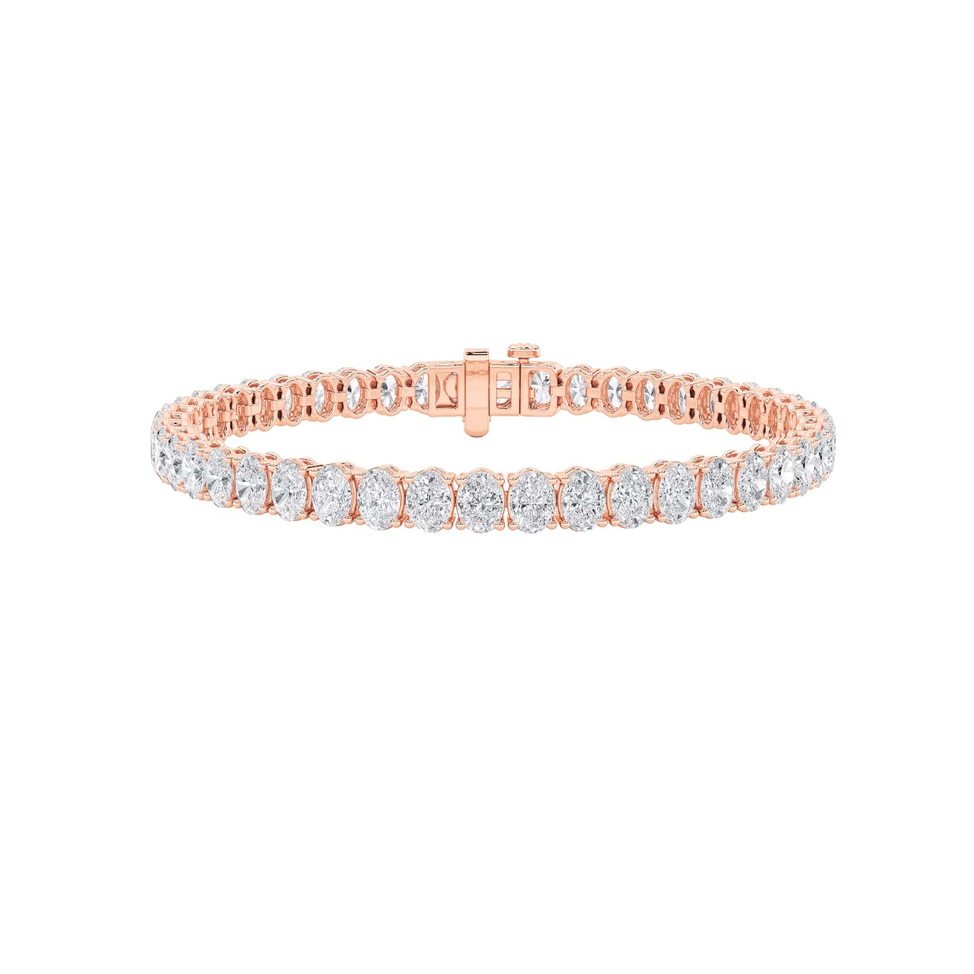 12.5CTW Oval Shaped Lab Grown Diamond (F/VS) East West Line Bracelet in 14K Gold