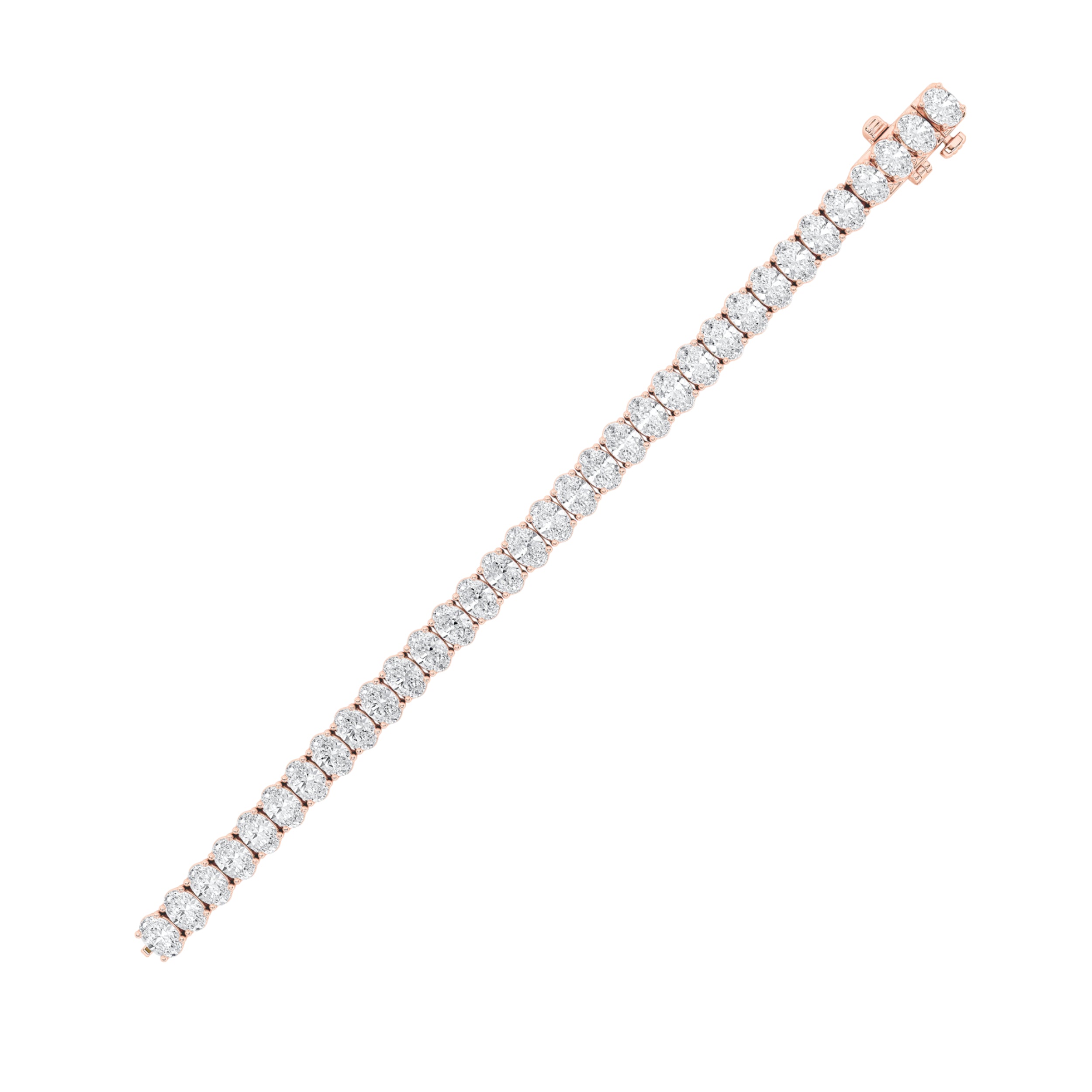 12.5CTW Oval Shaped Lab Grown Diamond (F/VS) East West Line Bracelet in 14K Gold
