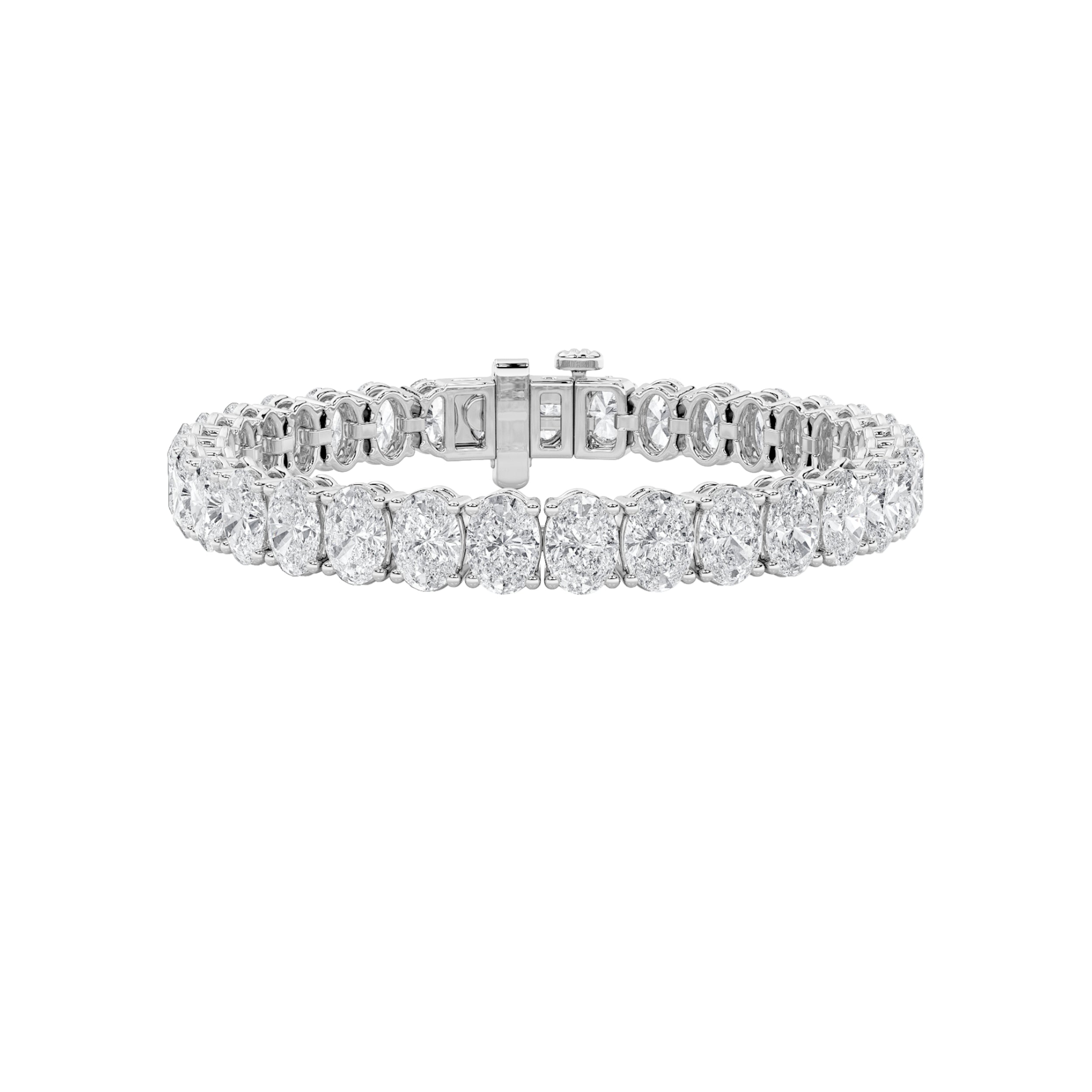 13.5CTW Oval Shaped Lab Grown Diamond (F/VS) East West Line Bracelet in 14K Gold