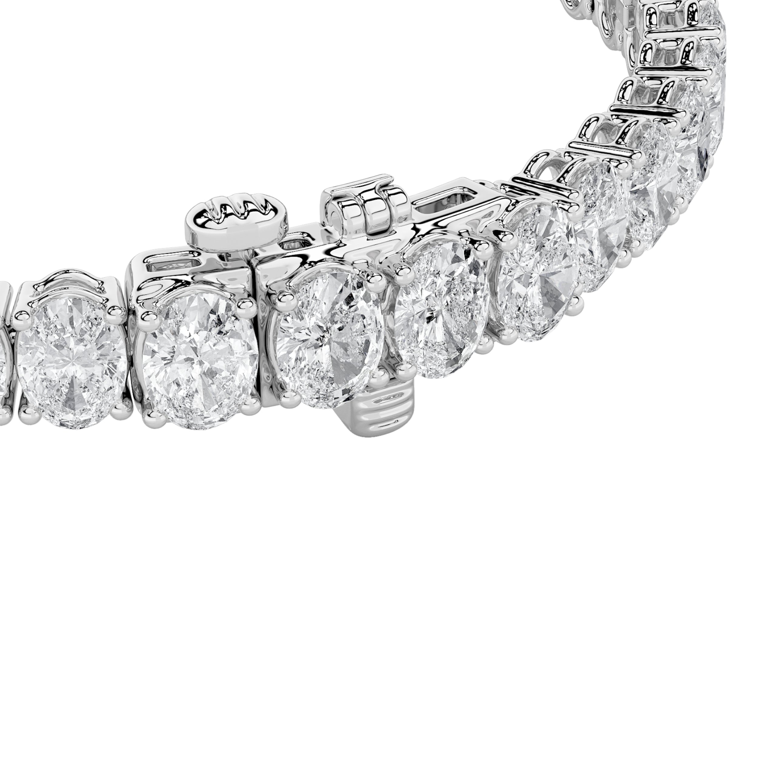 15CTW Oval Shaped Lab Grown Diamond (F/VS) East West Line Bracelet in 14K Gold