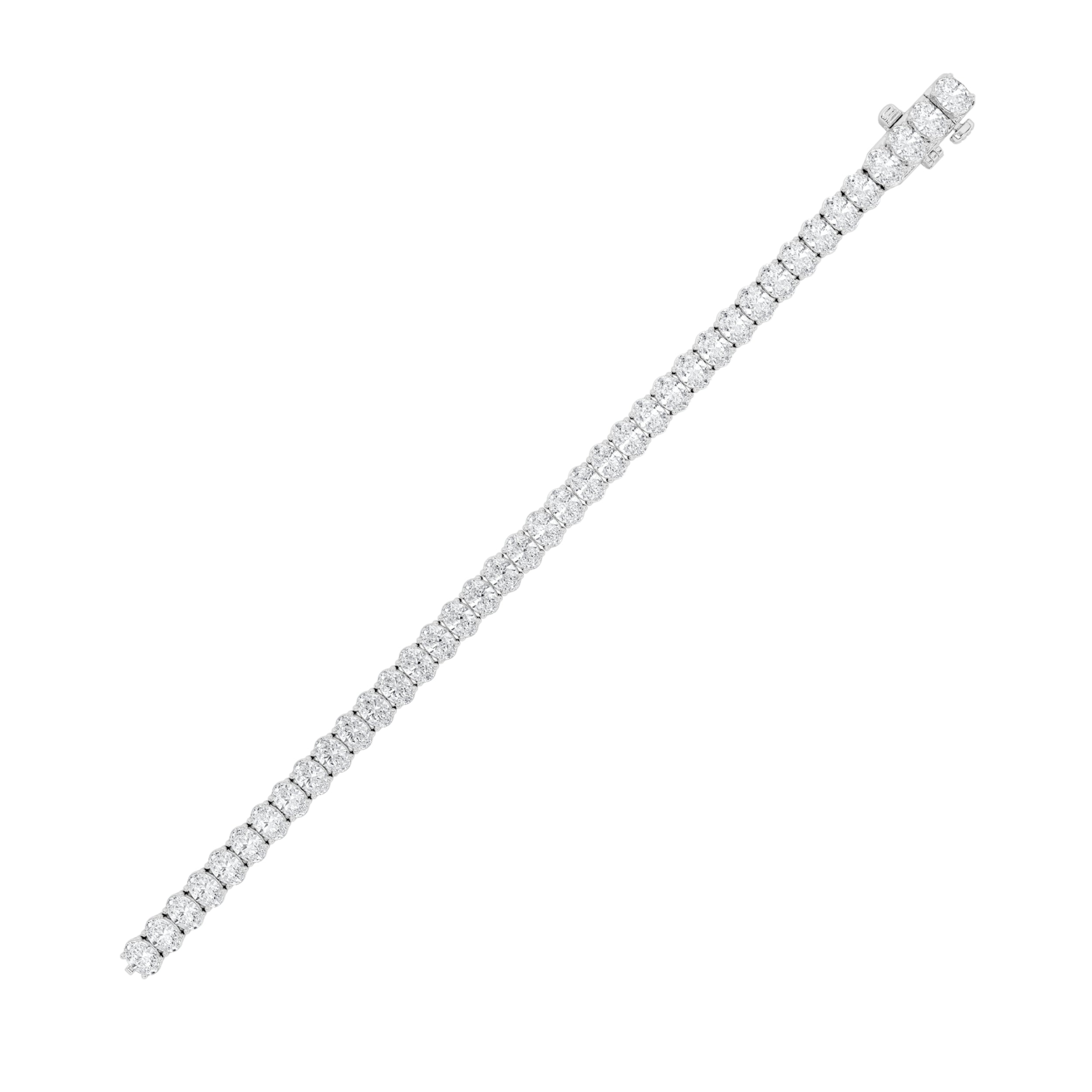 15CTW Oval Shaped Lab Grown Diamond (F/VS) East West Line Bracelet in 14K Gold