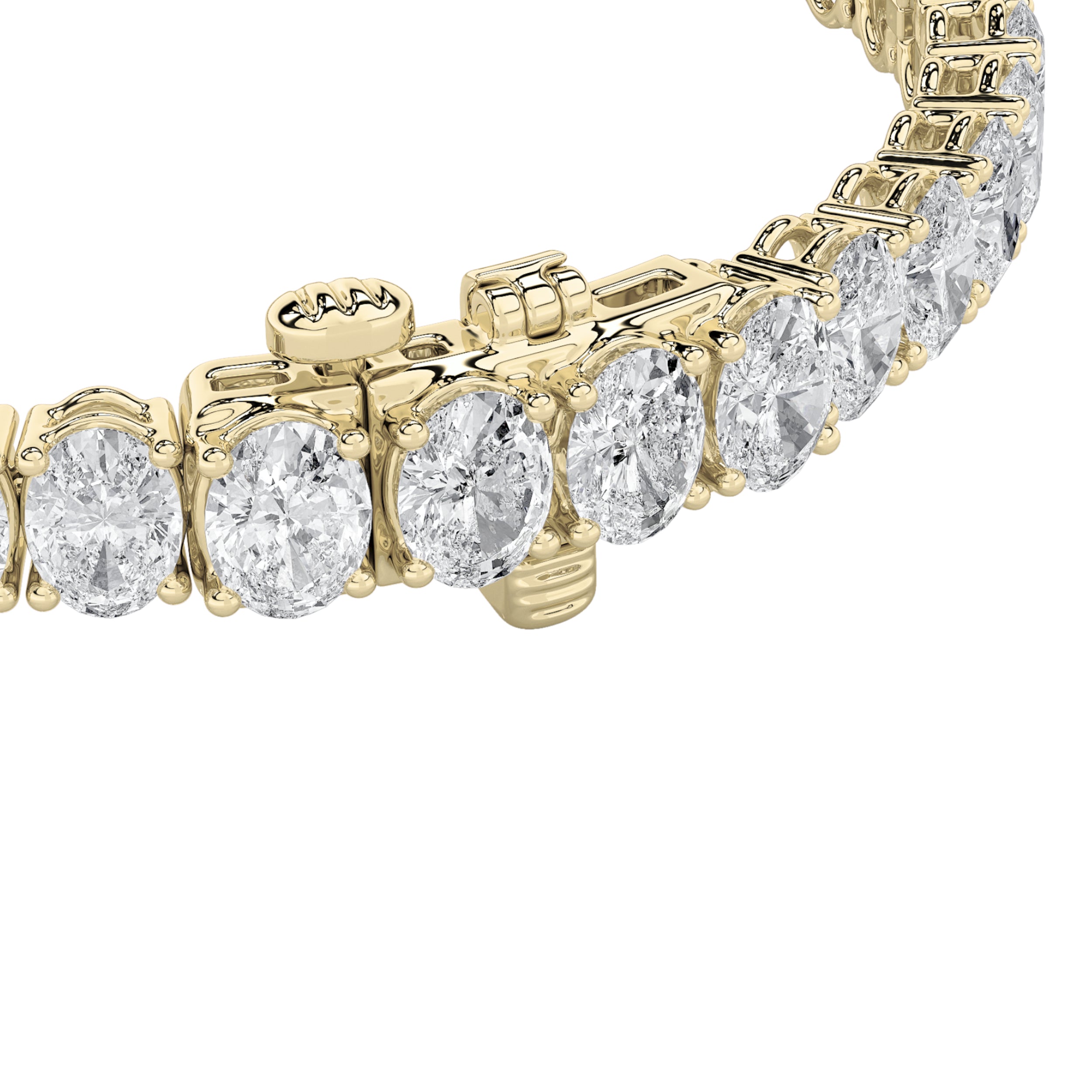 15CTW Oval Shaped Lab Grown Diamond (F/VS) East West Line Bracelet in 14K Gold