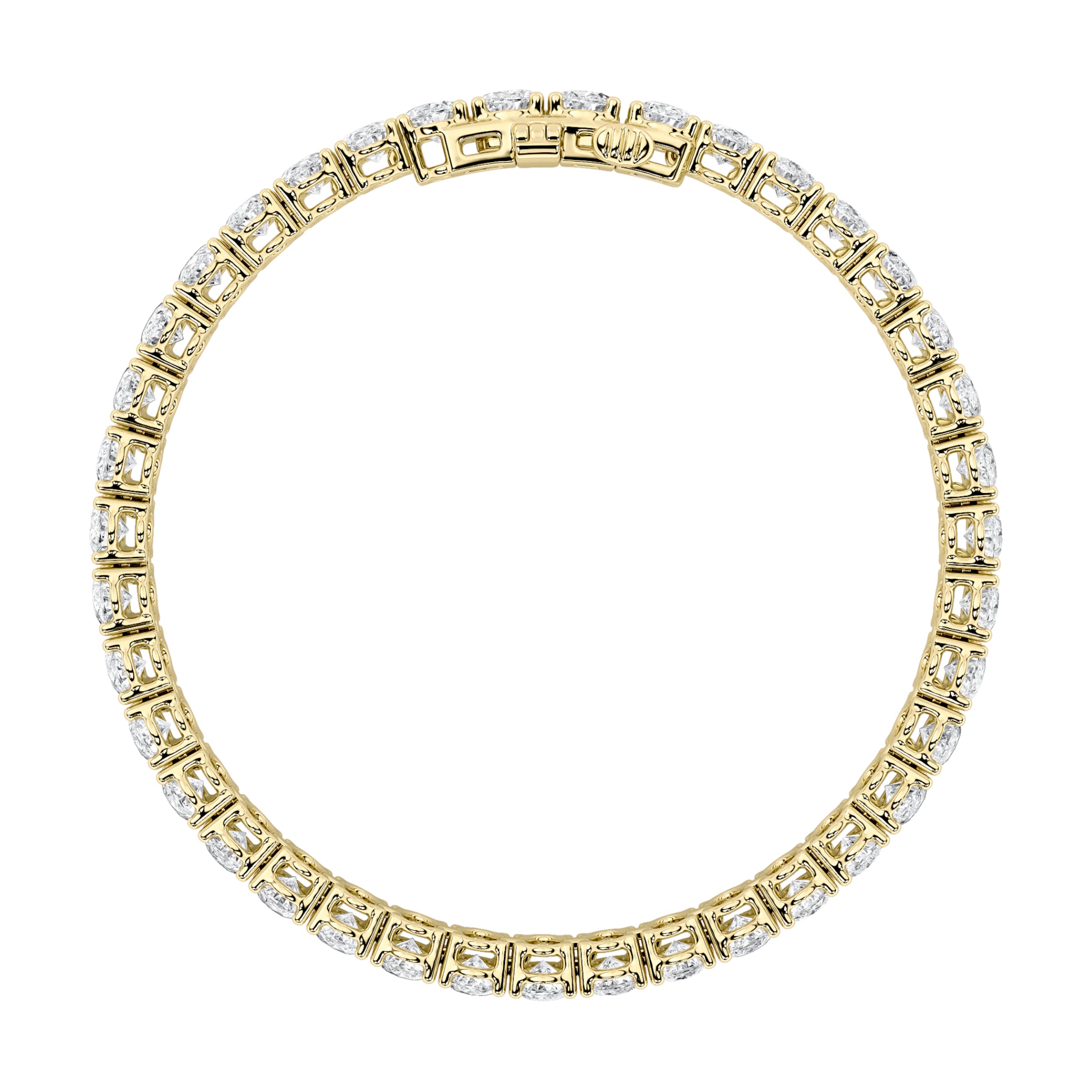 15CTW Oval Shaped Lab Grown Diamond (F/VS) East West Line Bracelet in 14K Gold