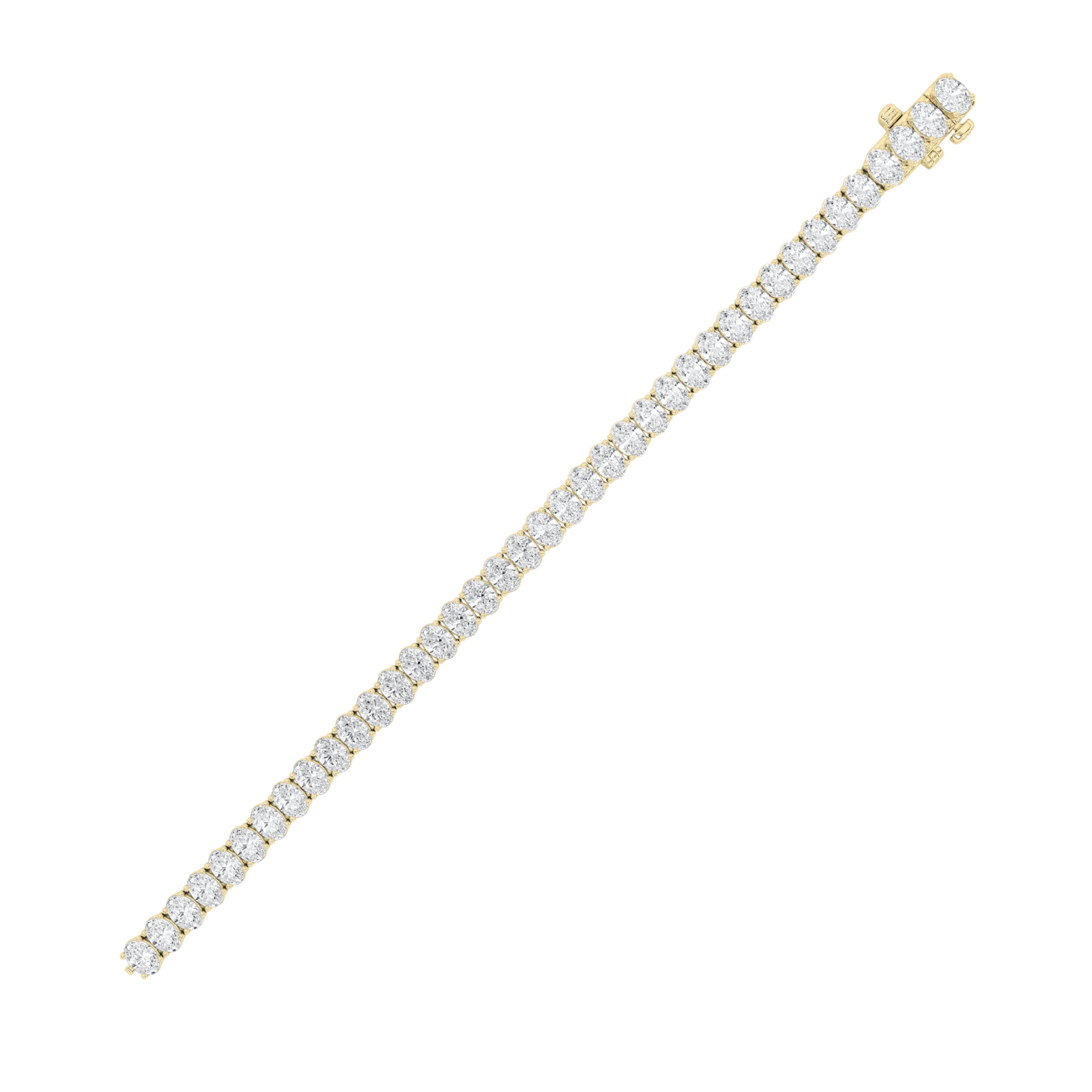 15CTW Oval Shaped Lab Grown Diamond (F/VS) East West Line Bracelet in 14K Gold
