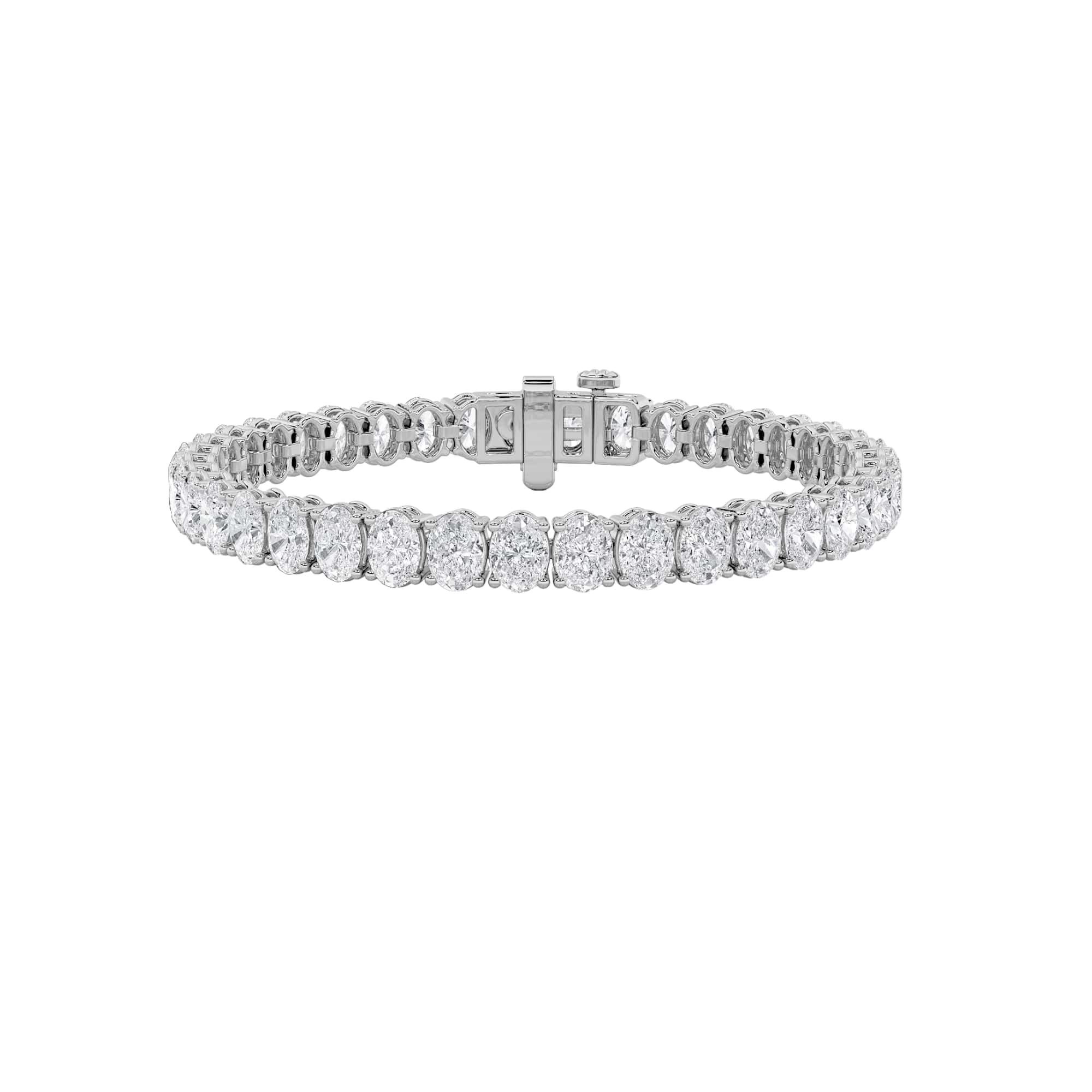 16.5CTW Oval Shaped Lab Grown Diamond (F/VS) East West Line Bracelet in 14K Gold