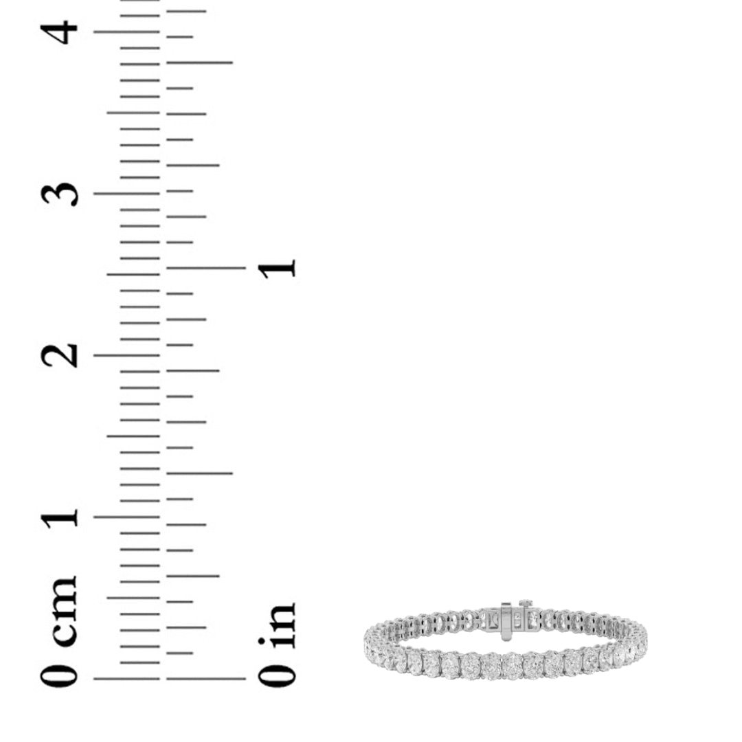 9CTW Oval Shaped Lab Grown Diamond (G/VS) East West Line Bracelet in 14K Gold