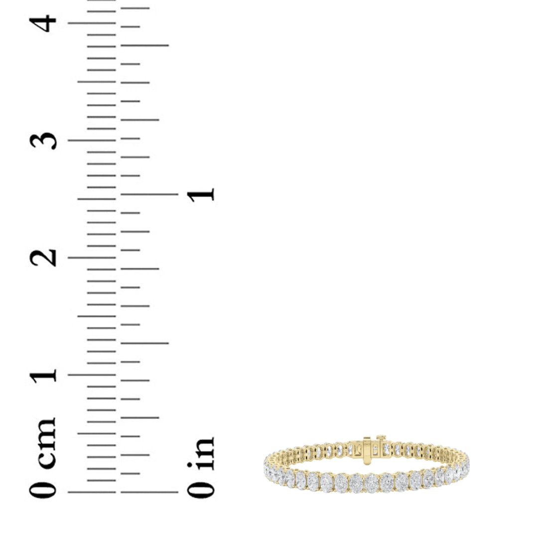 9CTW Oval Shaped Lab Grown Diamond (G/VS) East West Line Bracelet in 14K Gold