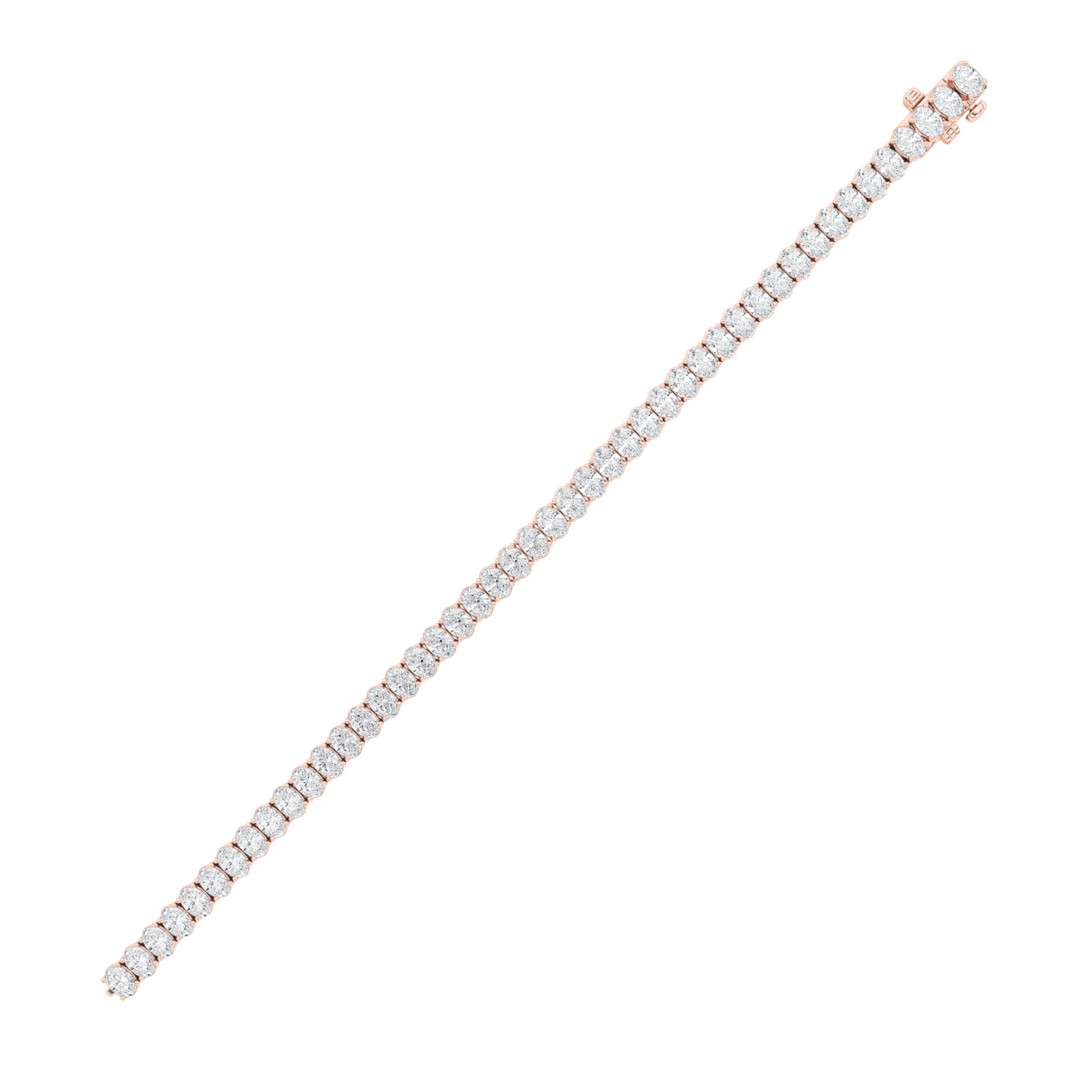 9CTW Oval Shaped Lab Grown Diamond (G/VS) East West Line Bracelet in 14K Gold