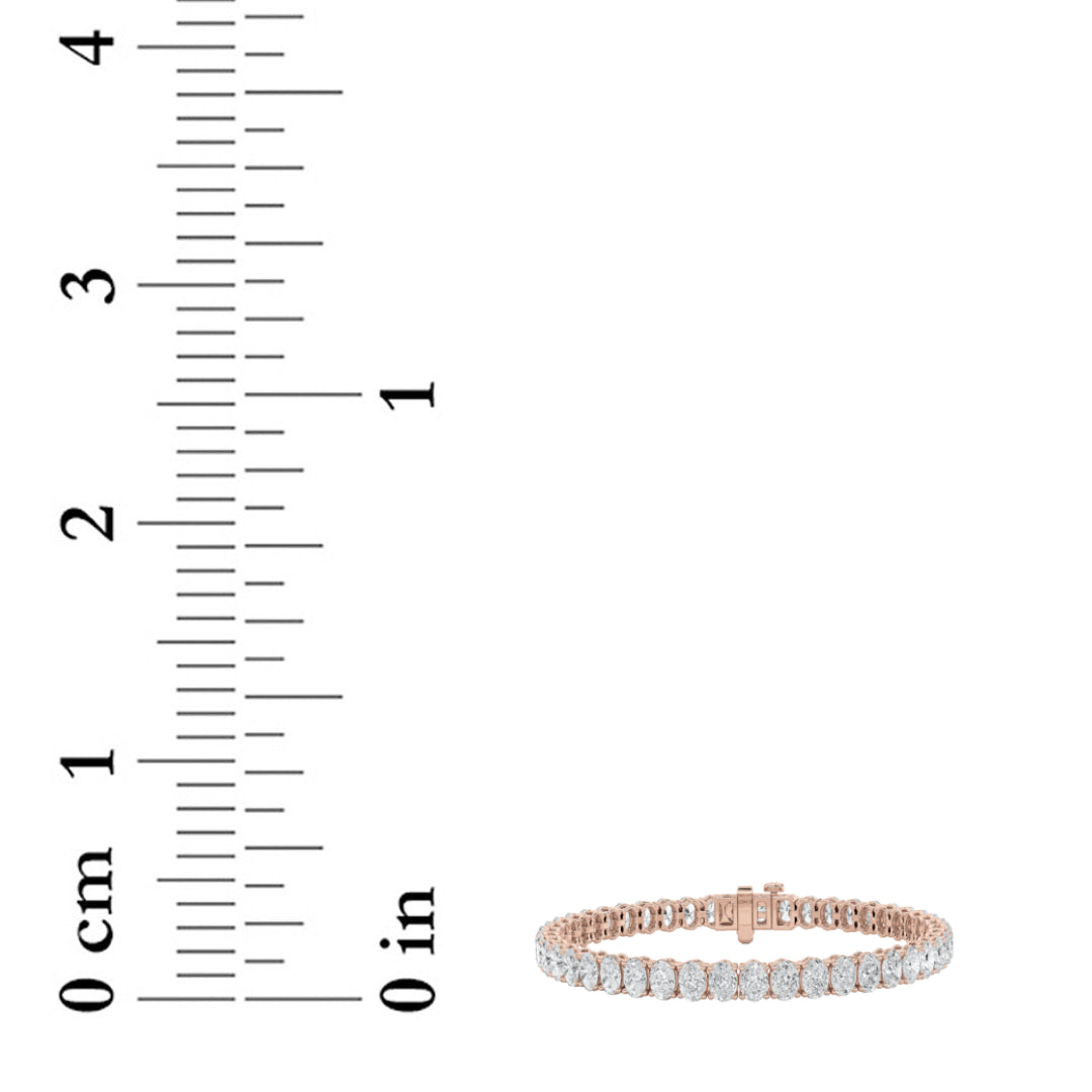 9CTW Oval Shaped Lab Grown Diamond (G/VS) East West Line Bracelet in 14K Gold