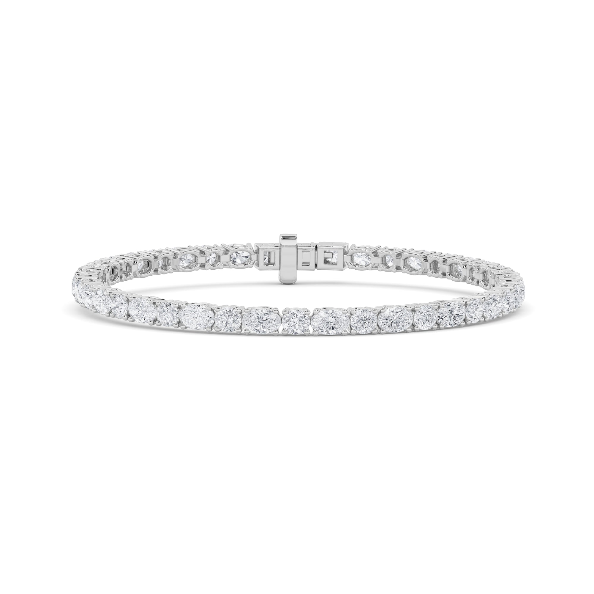 6.75CTW Oval Shaped Lab Grown Diamond (F/VS) Bracelet in 14K Gold