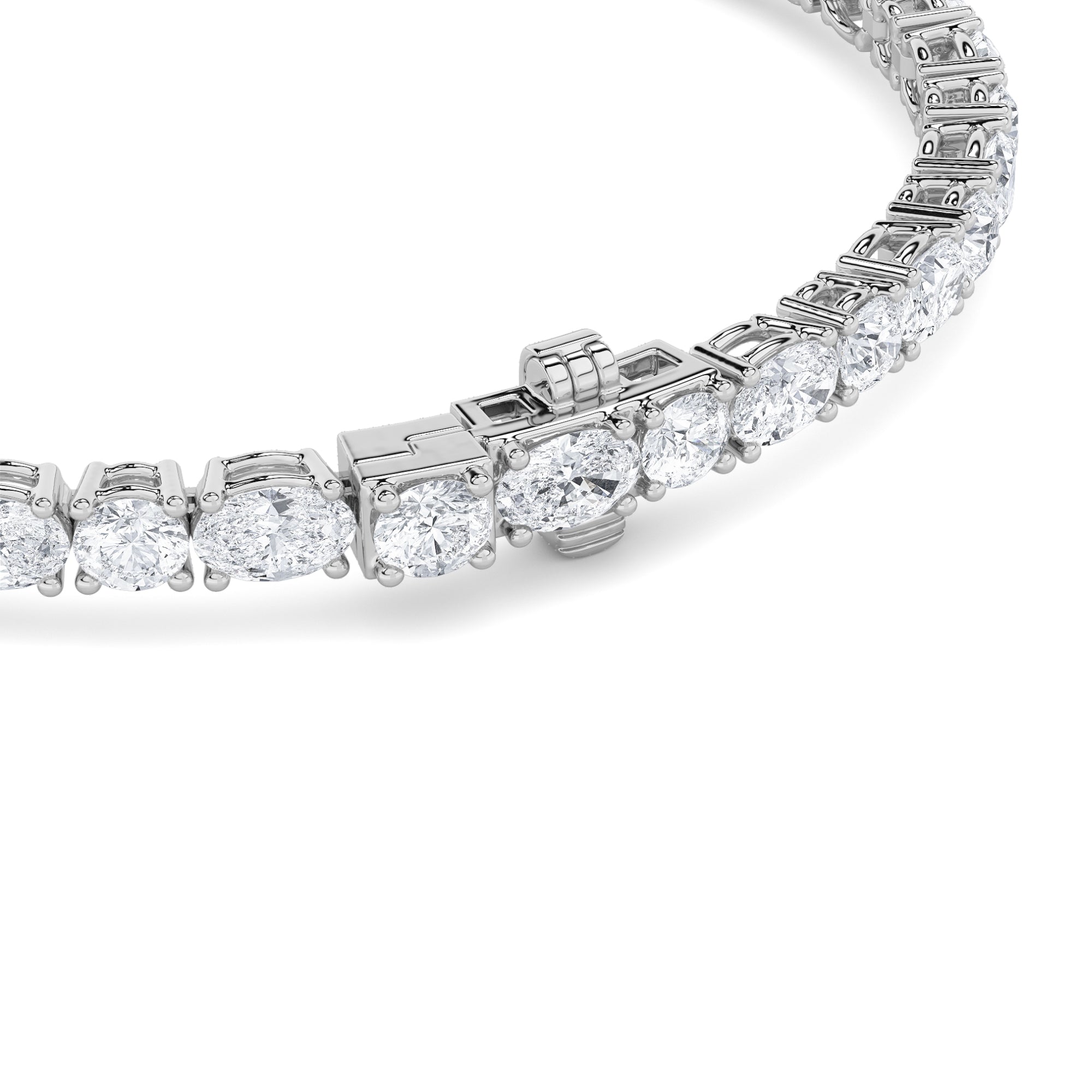7CTW Oval Shaped Lab Grown Diamond (F/VS) East West Bracelet in 14K Gold
