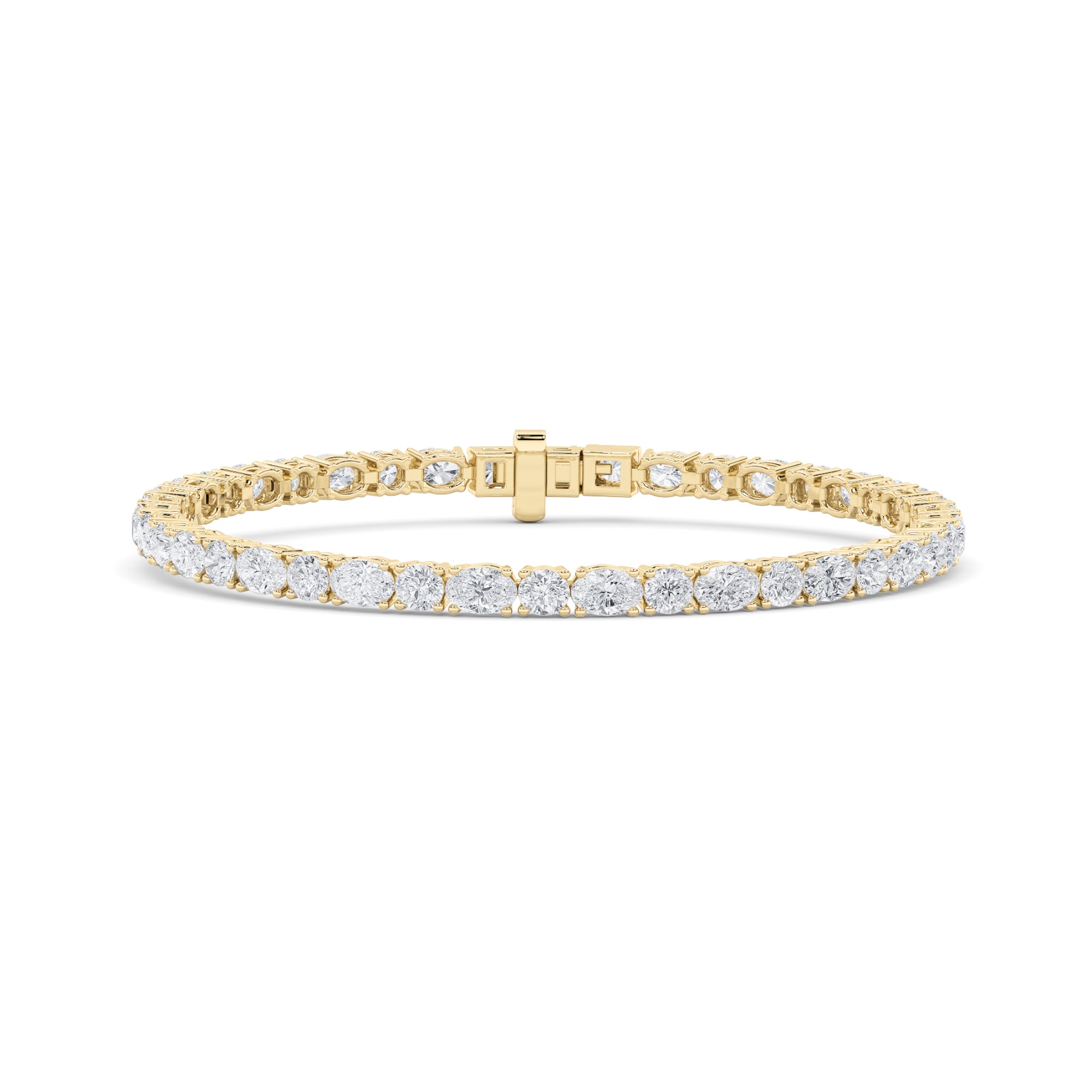 7CTW Oval Shaped Lab Grown Diamond (F/VS) East West Bracelet in 14K Gold