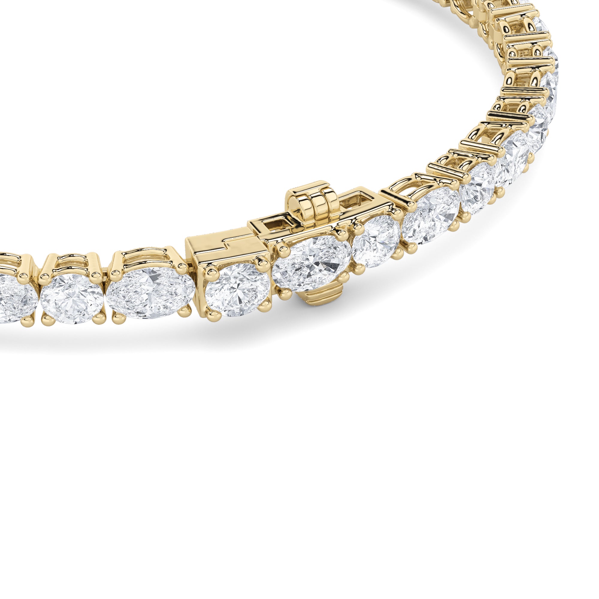 7CTW Oval Shaped Lab Grown Diamond (F/VS) East West Bracelet in 14K Gold