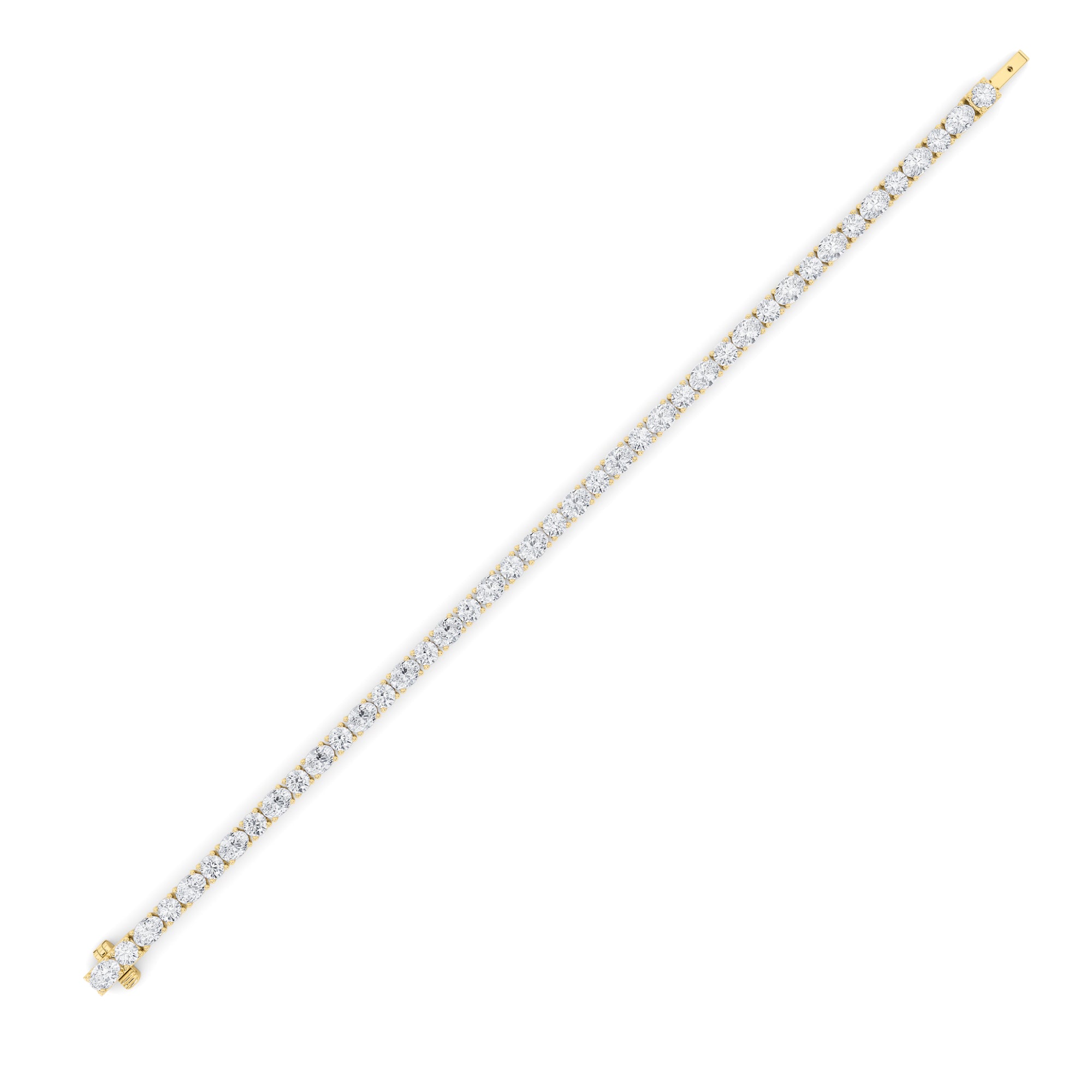 7CTW Oval Shaped Lab Grown Diamond (F/VS) East West Bracelet in 14K Gold