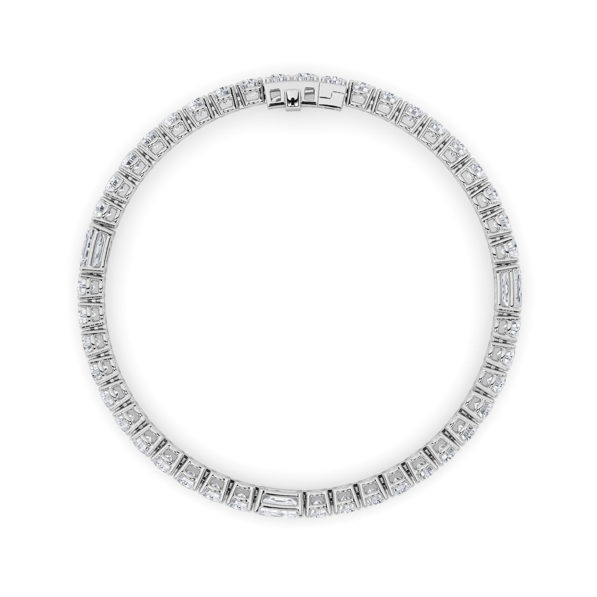 10CTW Emerald Shaped Lab Grown Diamond (F/VS) East West Station Bracelet in 14K Gold