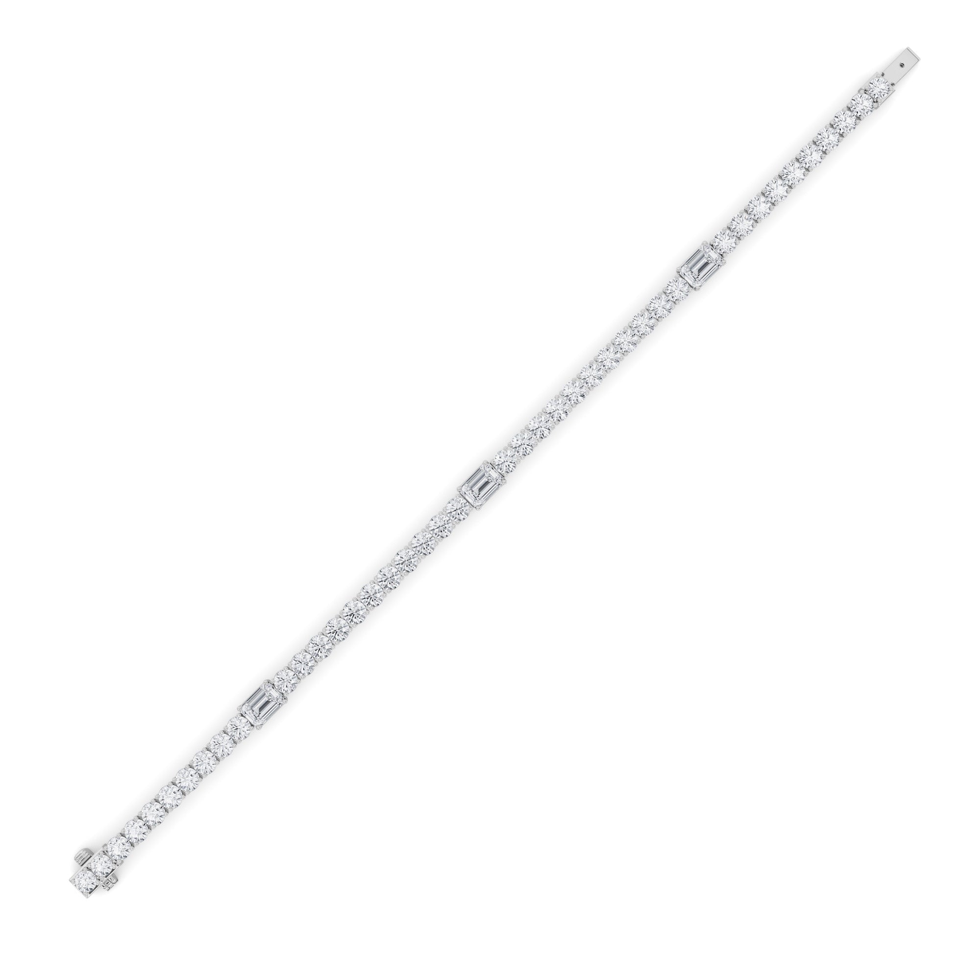 10CTW Emerald Shaped Lab Grown Diamond (F/VS) East West Station Bracelet in 14K Gold