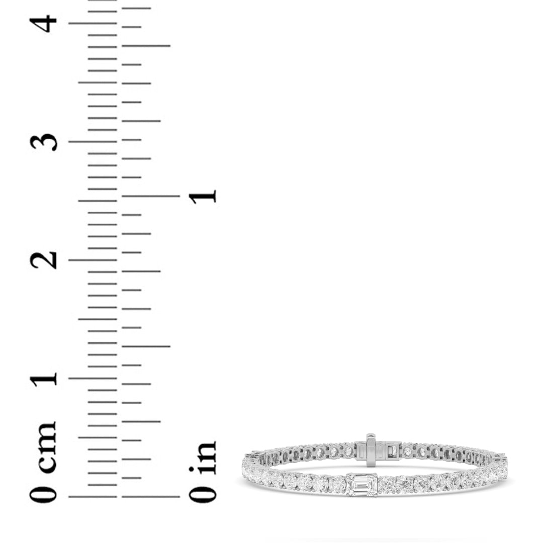 10CTW Emerald Shaped Lab Grown Diamond (F/VS) East West Station Bracelet in 14K Gold