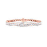 10CTW Emerald Shaped Lab Grown Diamond (F/VS) East West Station Bracelet in 14K Gold
