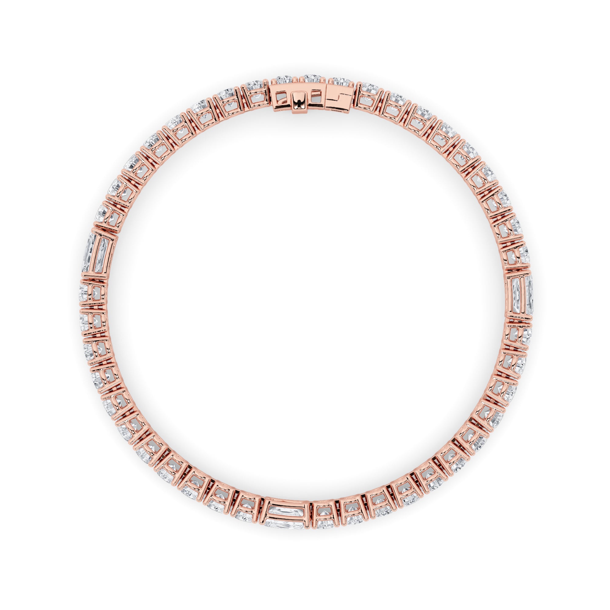 10CTW Emerald Shaped Lab Grown Diamond (F/VS) East West Station Bracelet in 14K Gold