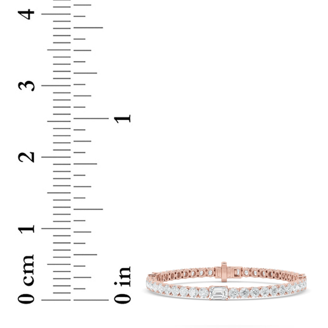 10CTW Emerald Shaped Lab Grown Diamond (F/VS) East West Station Bracelet in 14K Gold