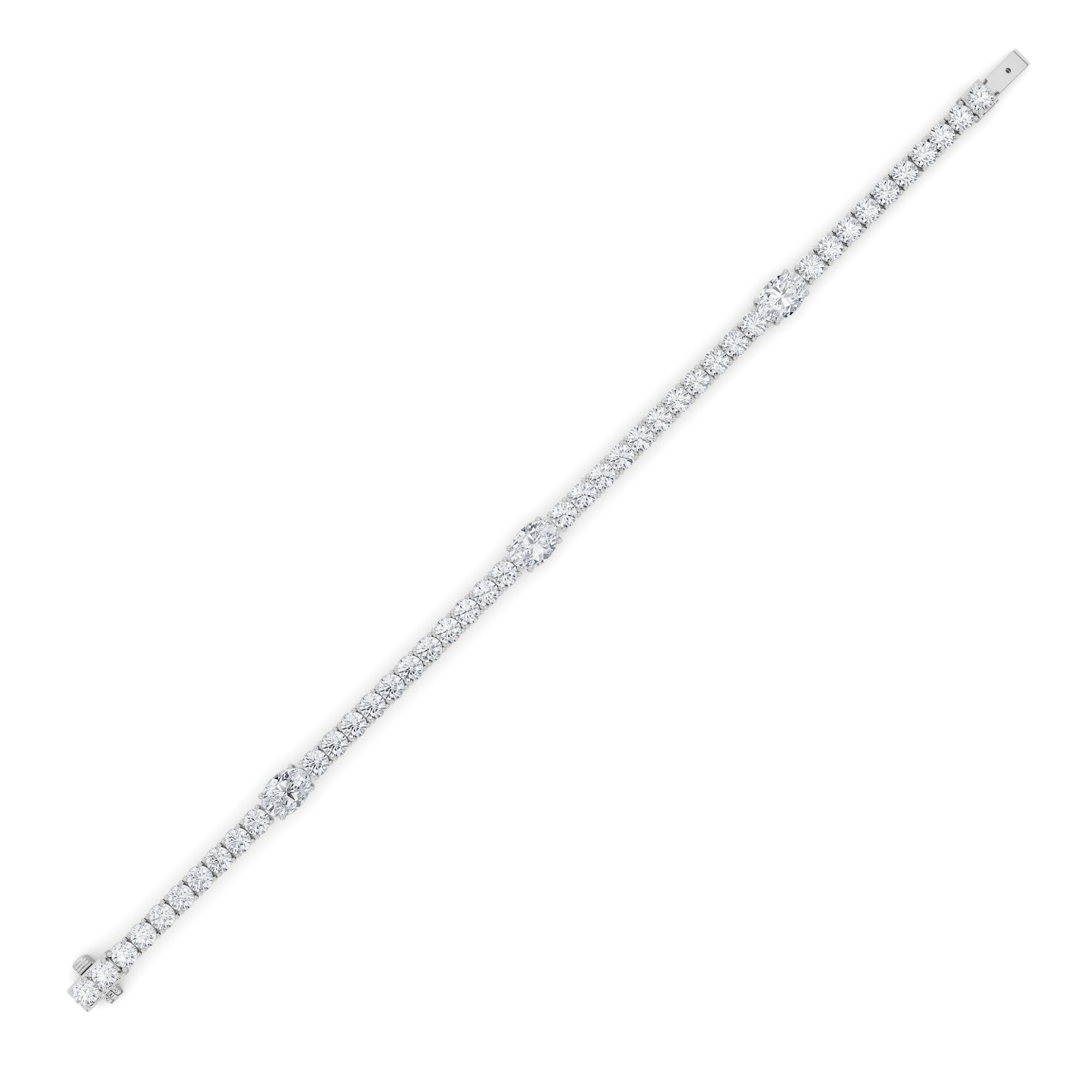 10CTW Oval Shaped Lab Grown Diamond (F/VS) East West Station Bracelet in 14K Gold