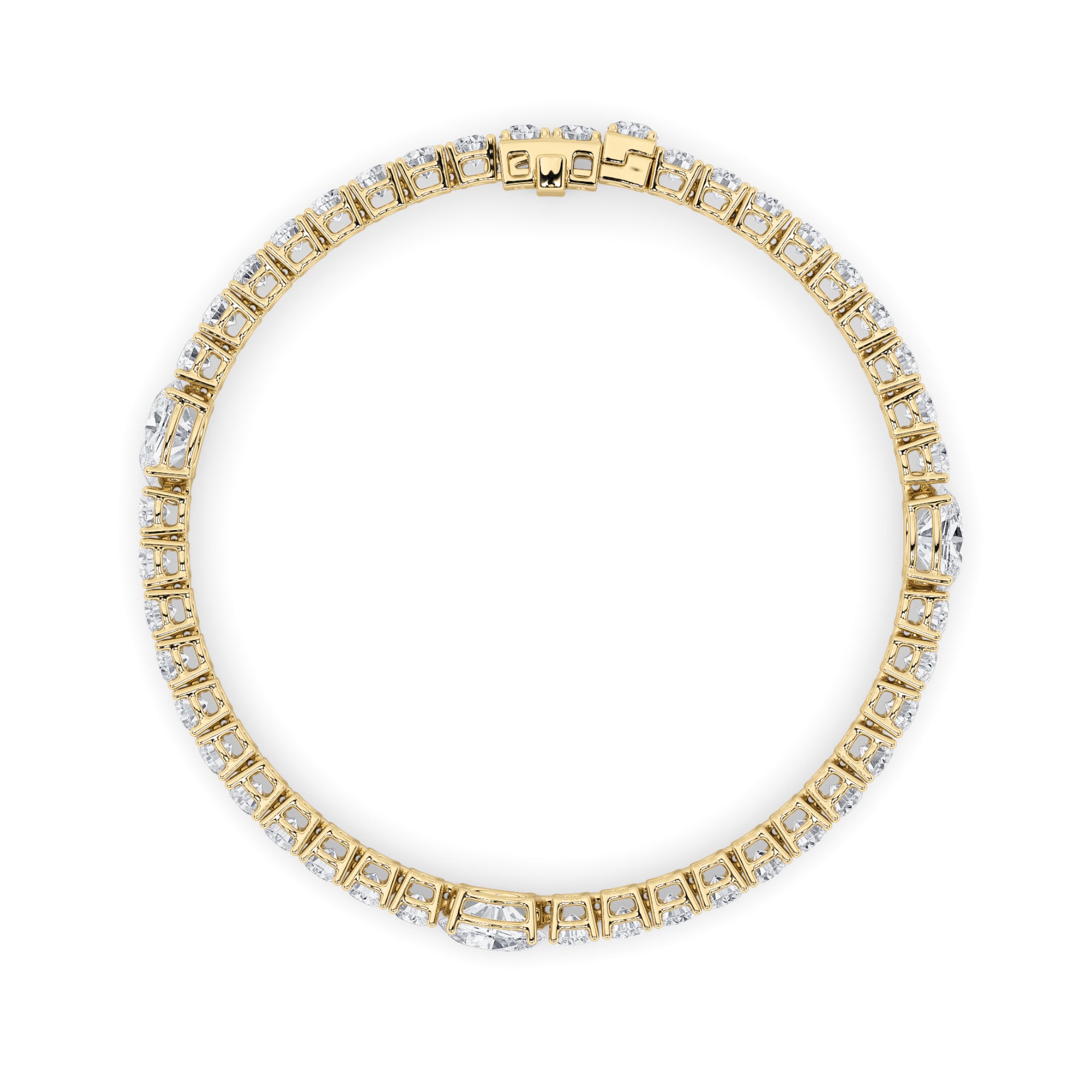10CTW Oval Shaped Lab Grown Diamond (F/VS) East West Station Bracelet in 14K Gold