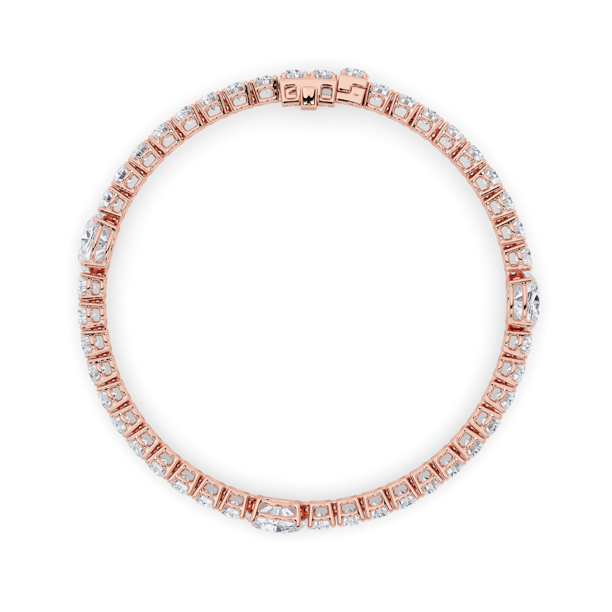 10CTW Oval Shaped Lab Grown Diamond (F/VS) East West Station Bracelet in 14K Gold