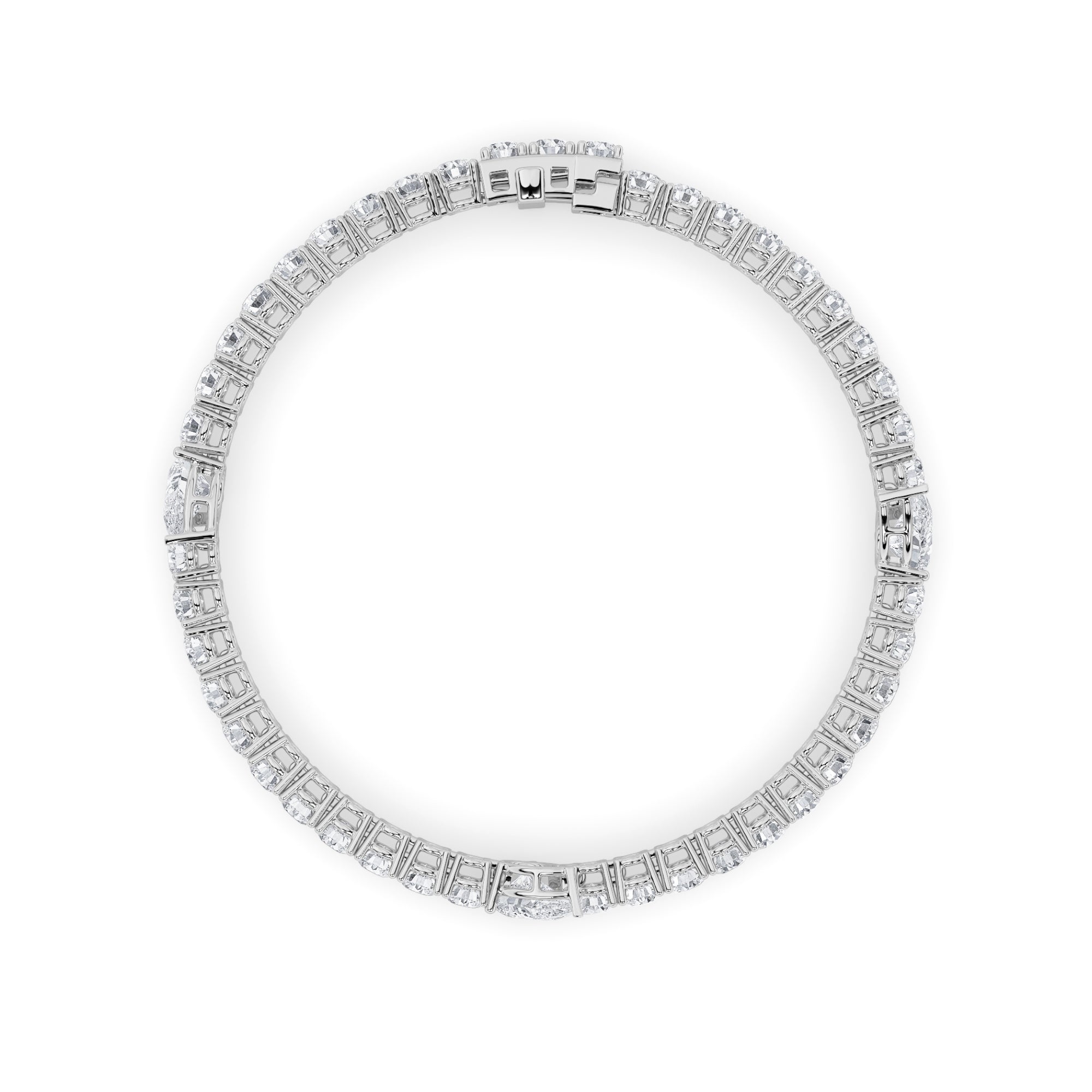 10CTW Pear Shaped Lab Grown Diamond (F/VS) East West Station Bracelet in 14K Gold