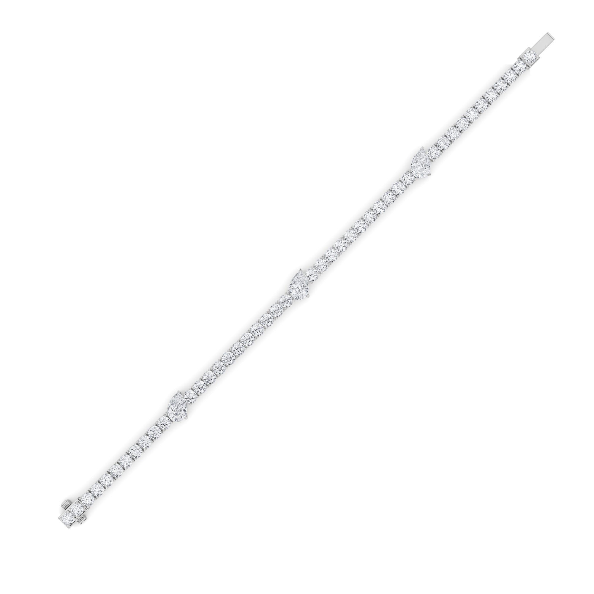 10CTW Pear Shaped Lab Grown Diamond (F/VS) East West Station Bracelet in 14K Gold