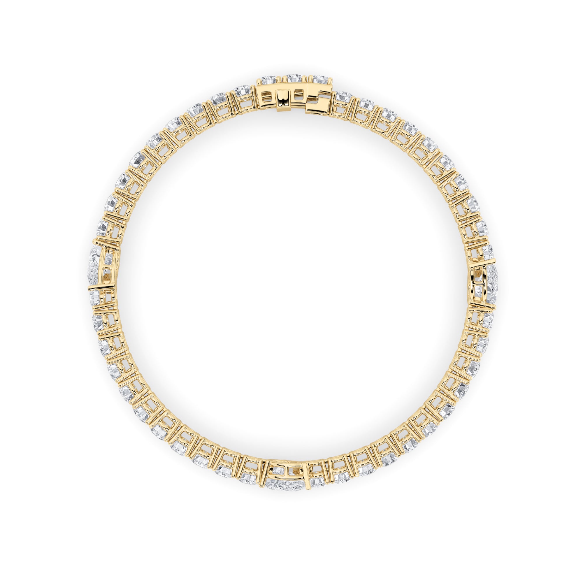 10CTW Pear Shaped Lab Grown Diamond (F/VS) East West Station Bracelet in 14K Gold