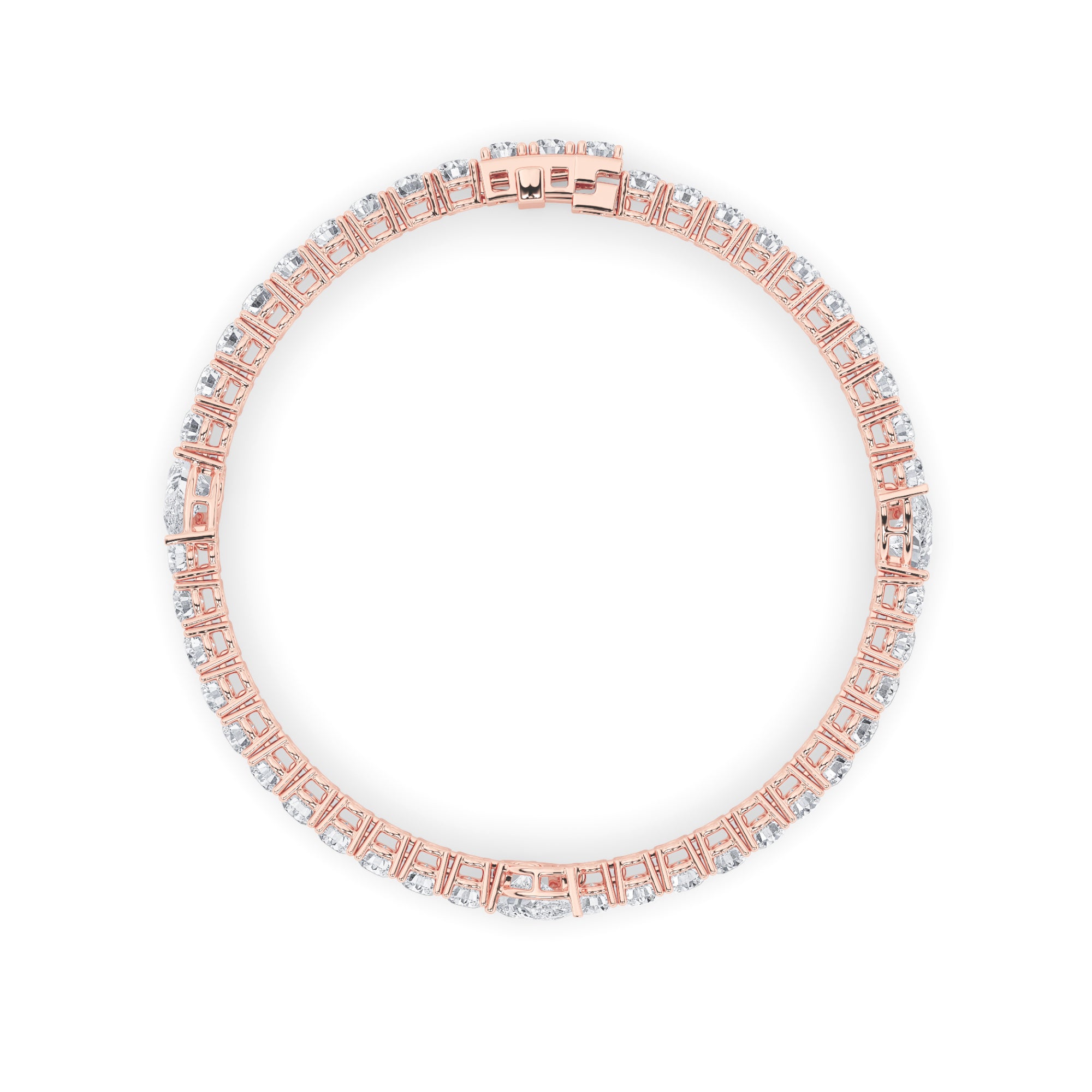 10CTW Pear Shaped Lab Grown Diamond (F/VS) East West Station Bracelet in 14K Gold