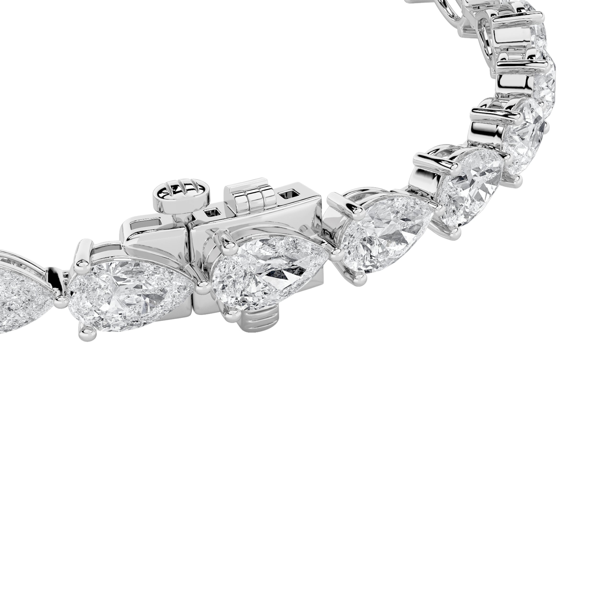 10CTW Pear Shaped Lab Grown Diamond (F/VS) Fancy Line Bracelet in 14K Gold